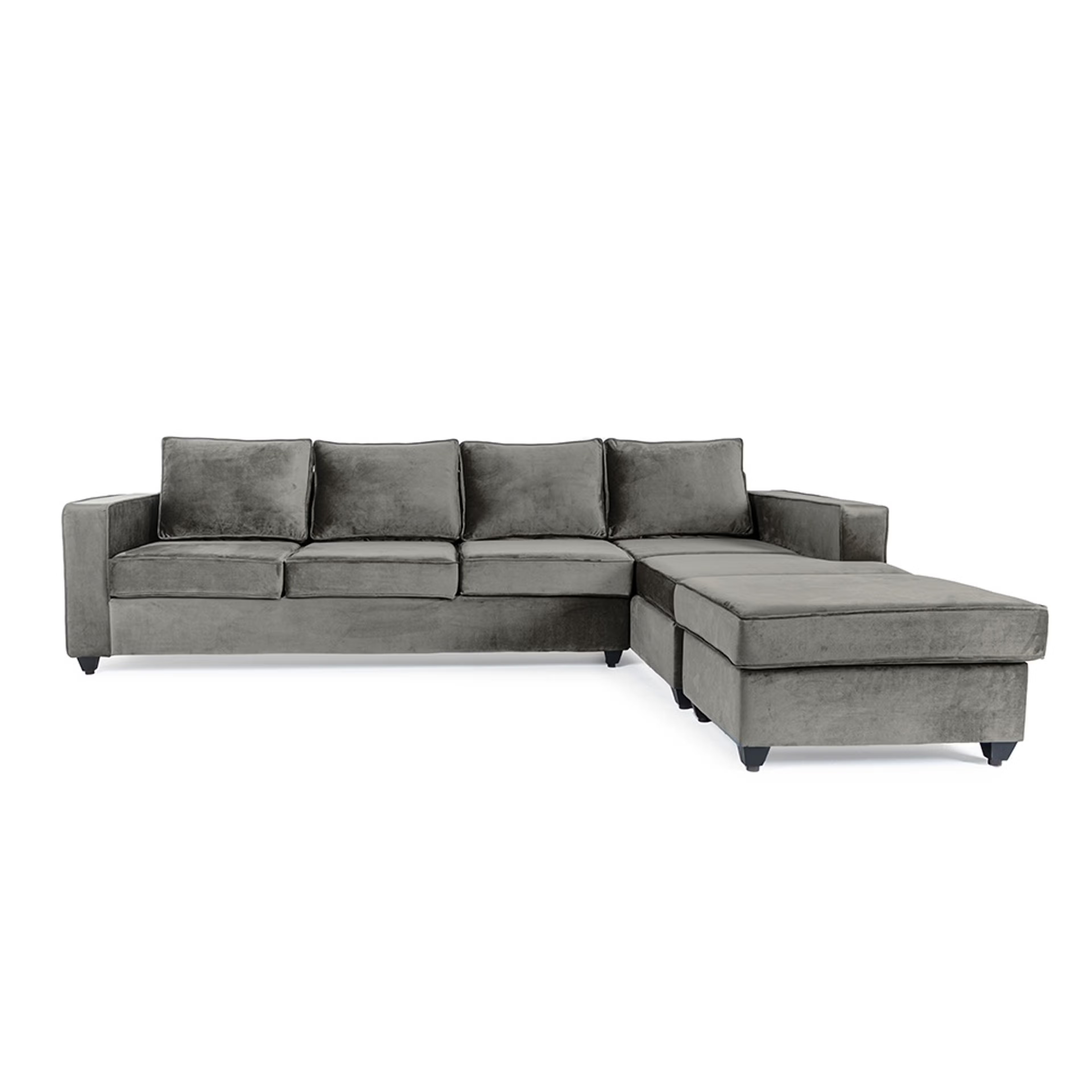 Wakefit Napper L Shape Sofa Set (3 Seater + Right Aligned Chaise with Ottoman) - Velvet TuscanTan Sectional, Without Storage, 3 + Right Aligned Chaise with Ottoman, Tuscan Tan