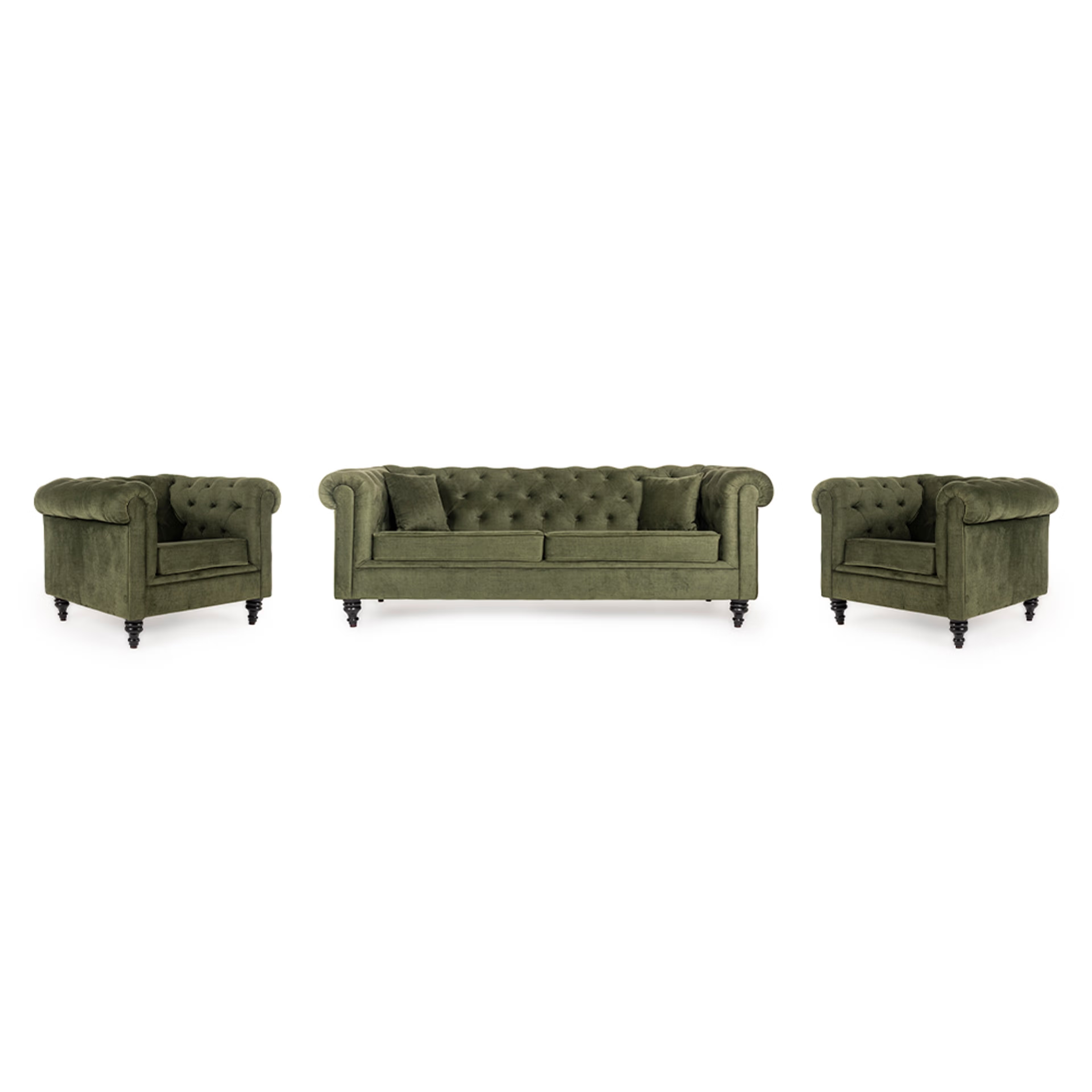 Wakefit Havana Sofa Set (3+1+1) Reflection Green 3 Seater + 1 Seater + 1 Seater, Green