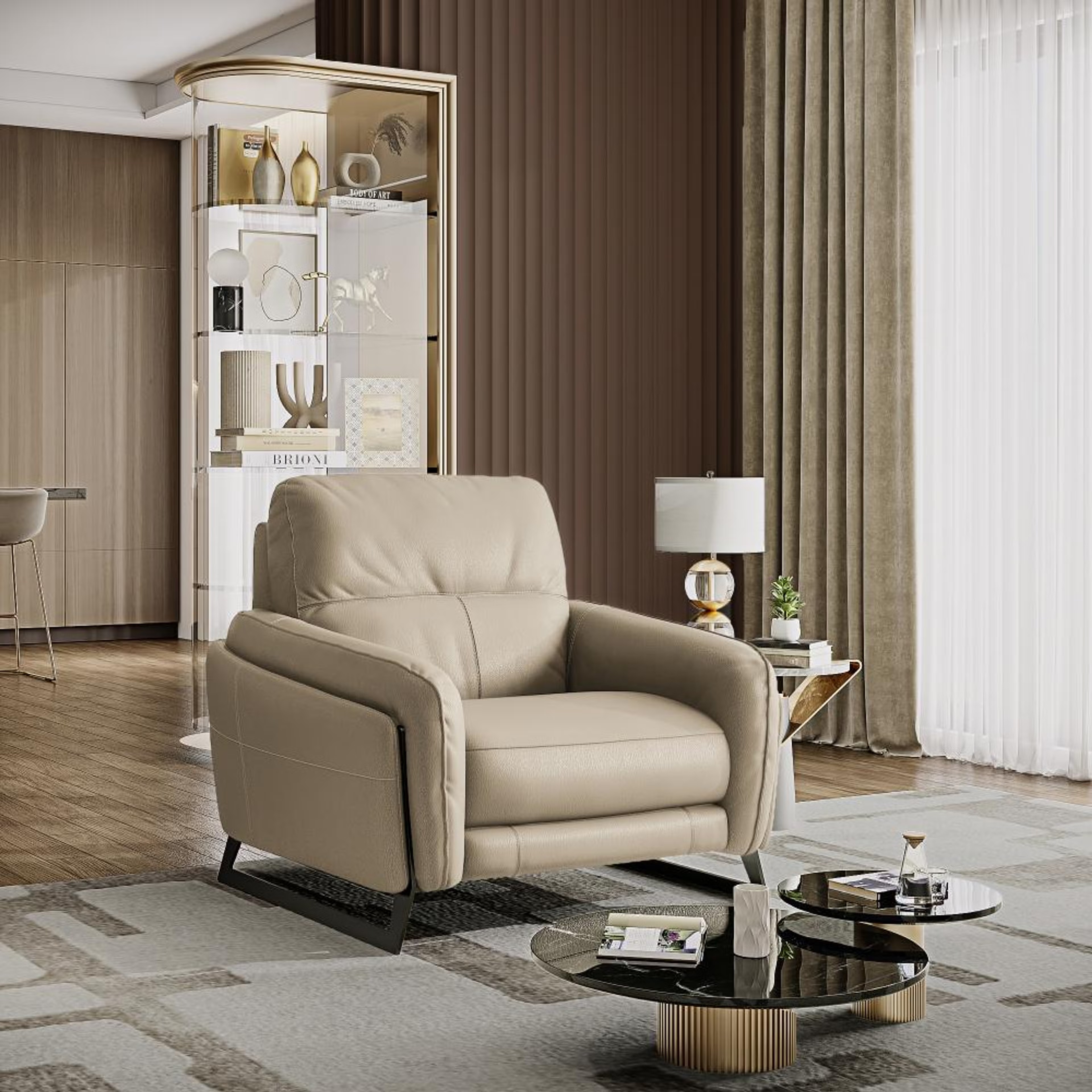 Wakefit Todi Sofa Without Motion - One Seater Regular, Without Motion, 1 Seater, Beige
