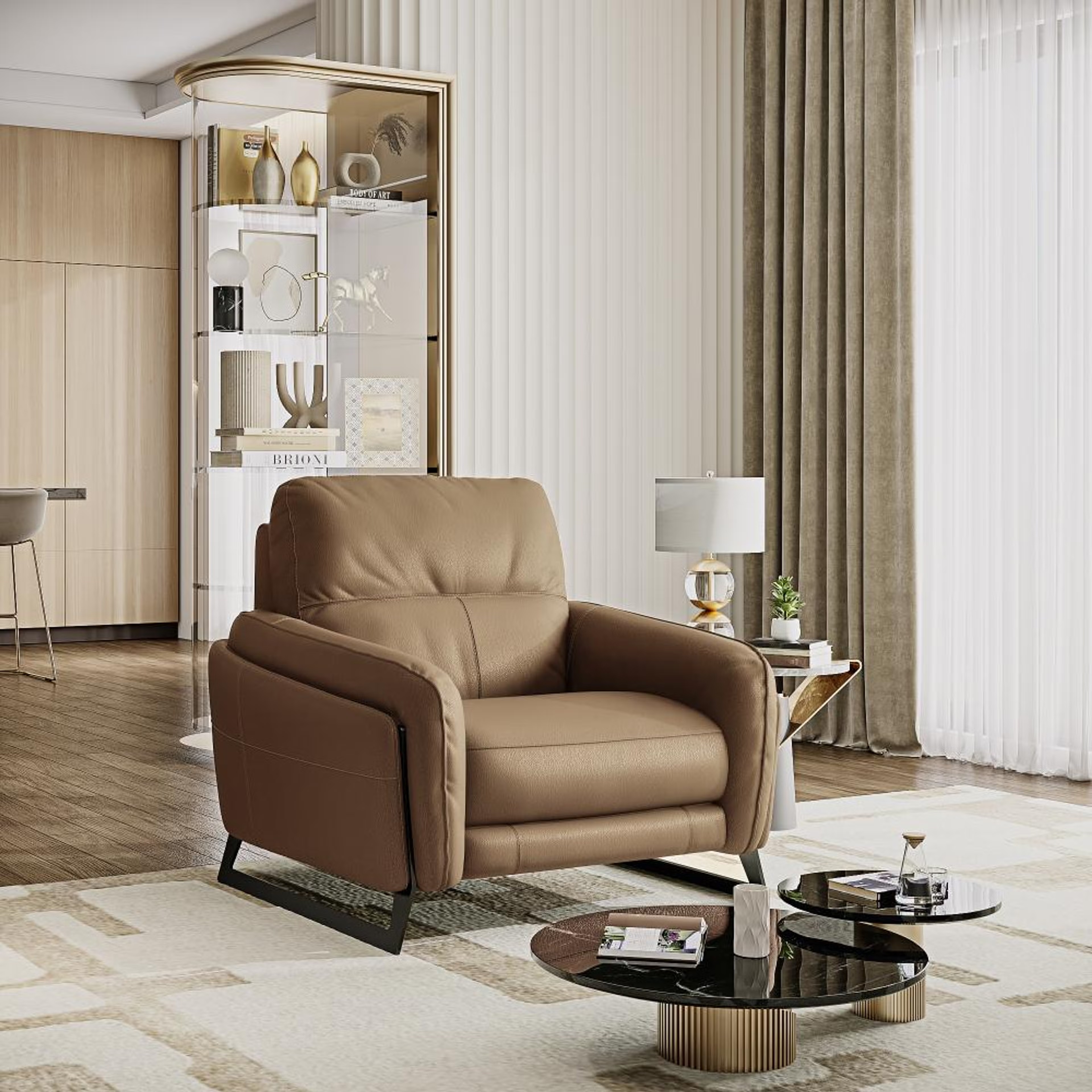 Wakefit Todi Sofa Without Motion - One Seater Regular, Without Motion, 1 Seater, Cappuccino
