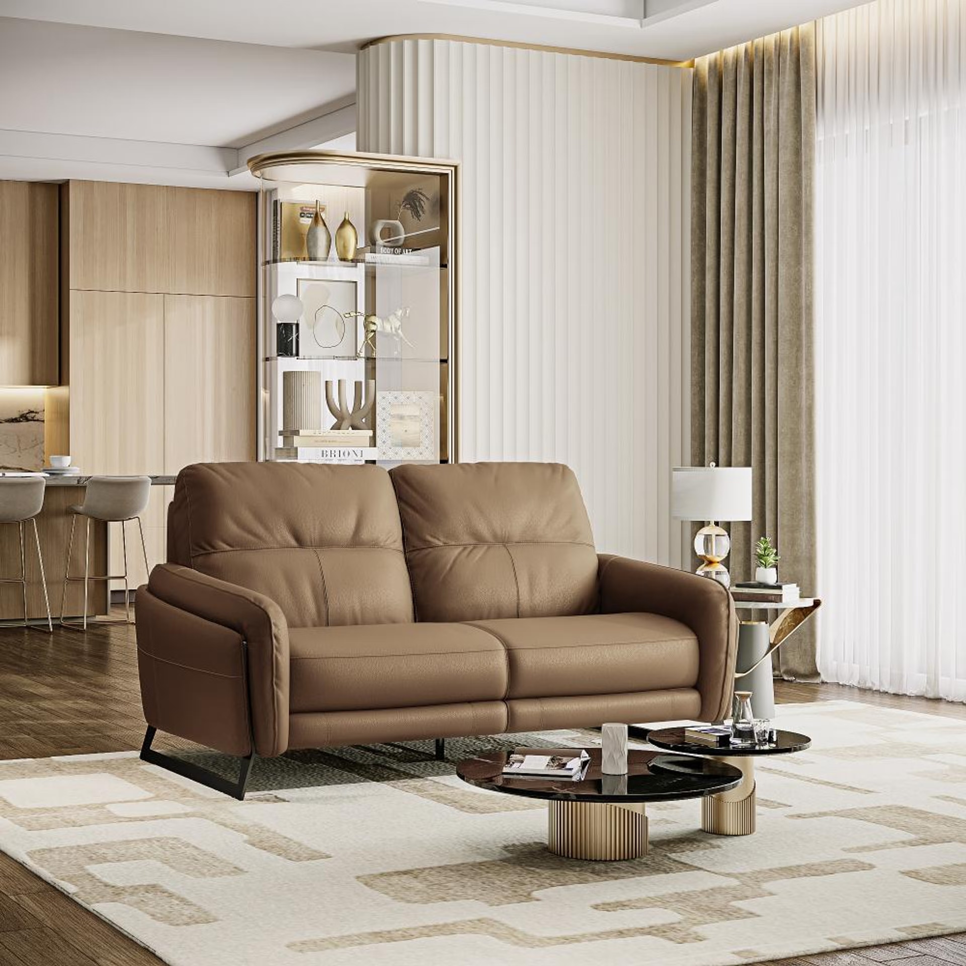 Wakefit Todi Sofa Without Motion - Two Seater Regular, Without Motion, 2 Seater, Cappuccino