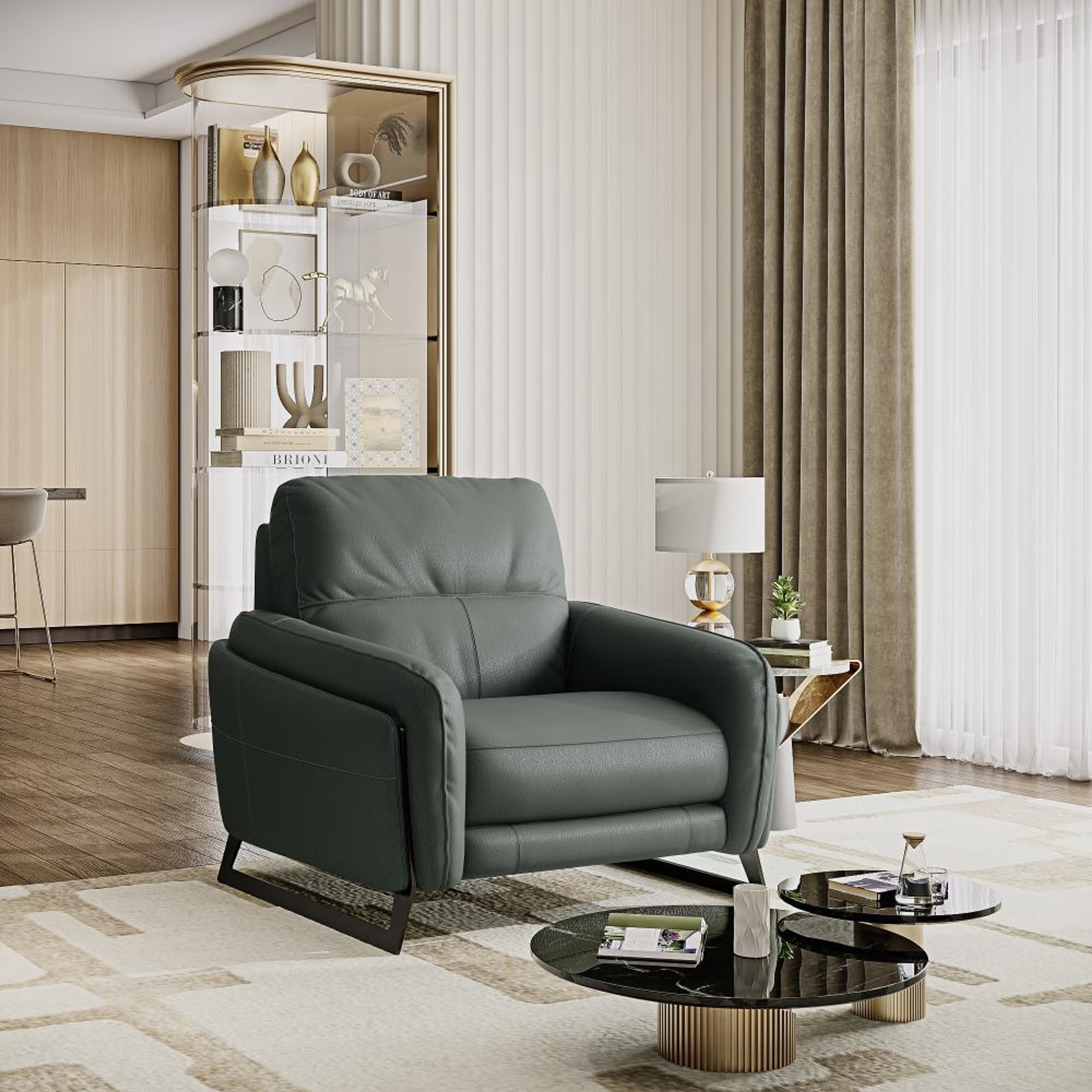 Wakefit Todi Sofa Without Motion - One Seater Regular, Without Motion, 1 Seater, Forest Green