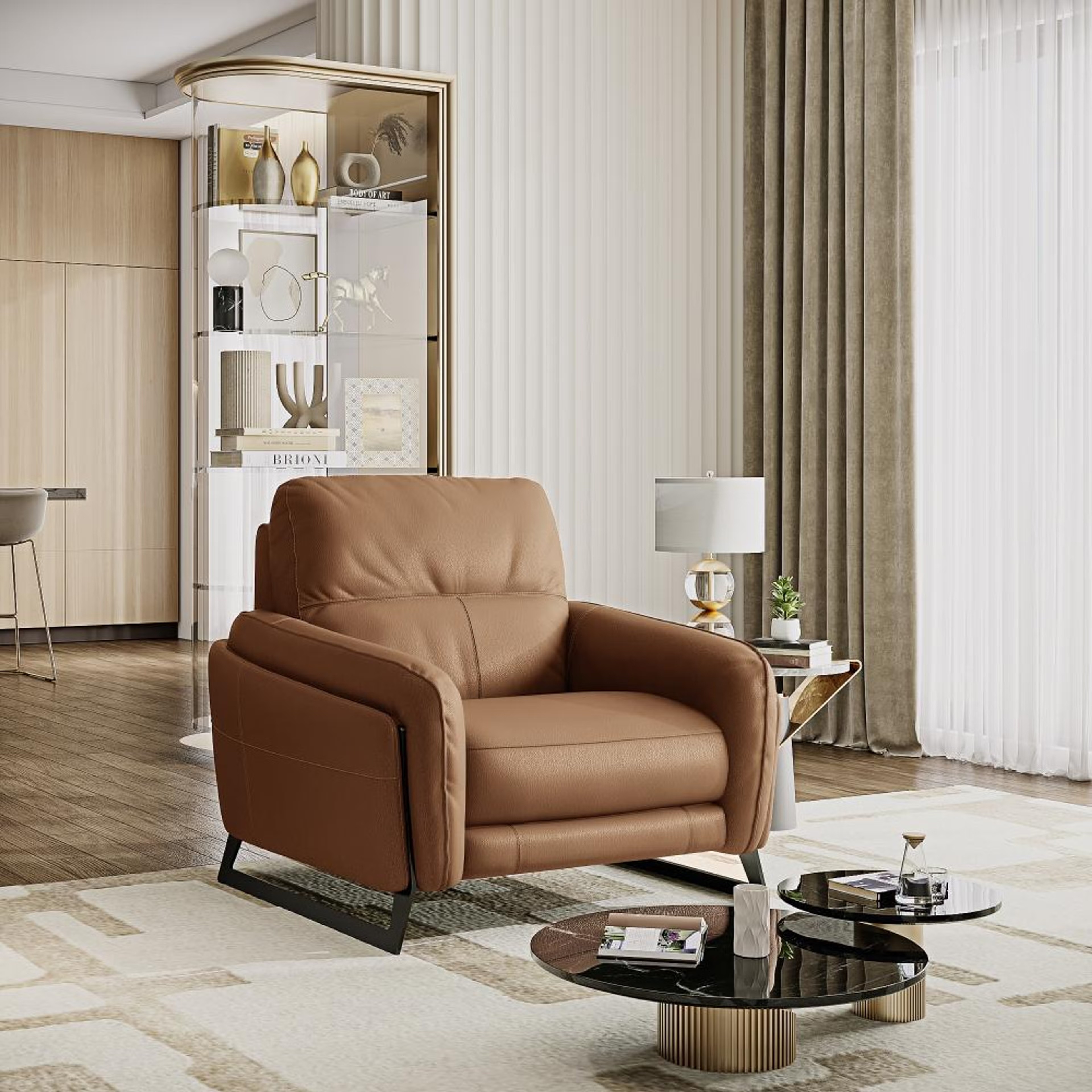 Wakefit Todi Sofa Without Motion - One Seater Regular, Without Motion, 1 Seater, Brown