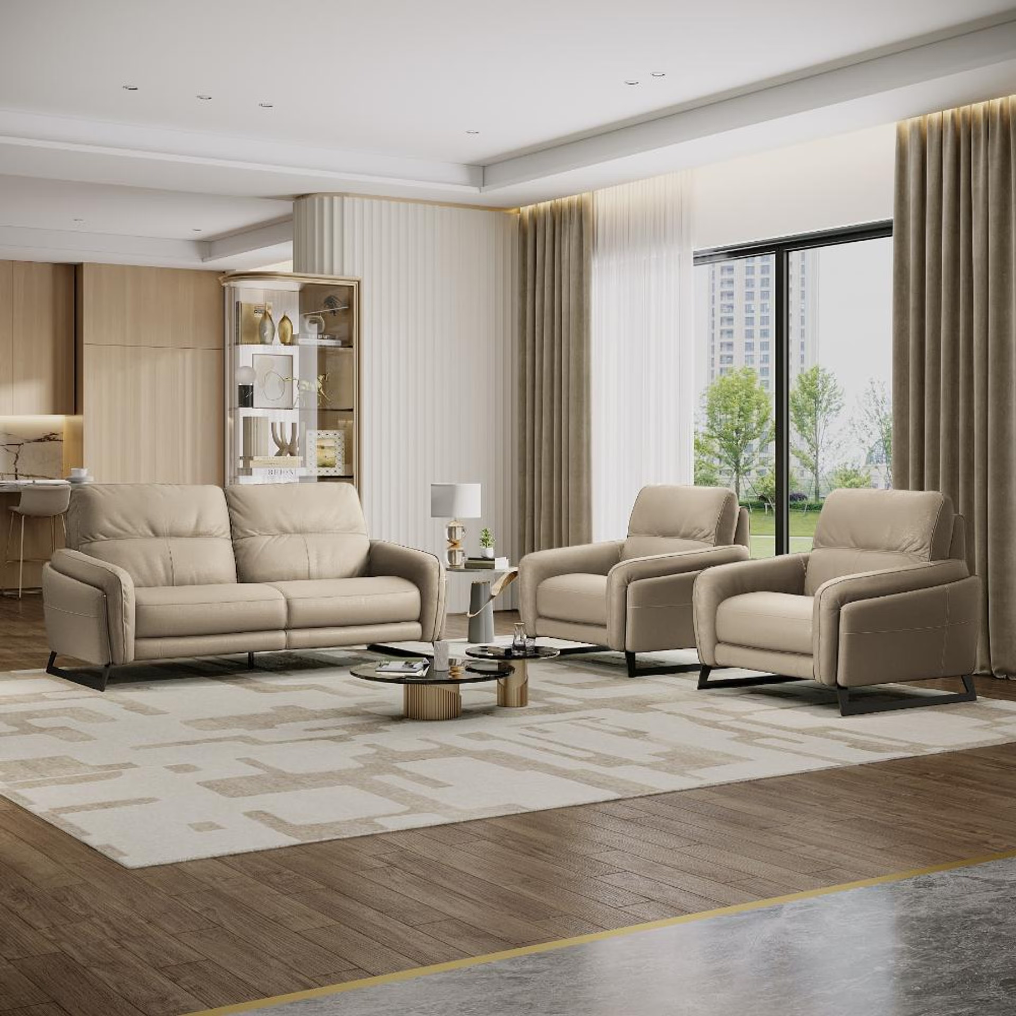 Wakefit Todi Sofa Without Motion Set (3+1+1) Seater Regular, Without Motion, Set (3+1+1), Beige