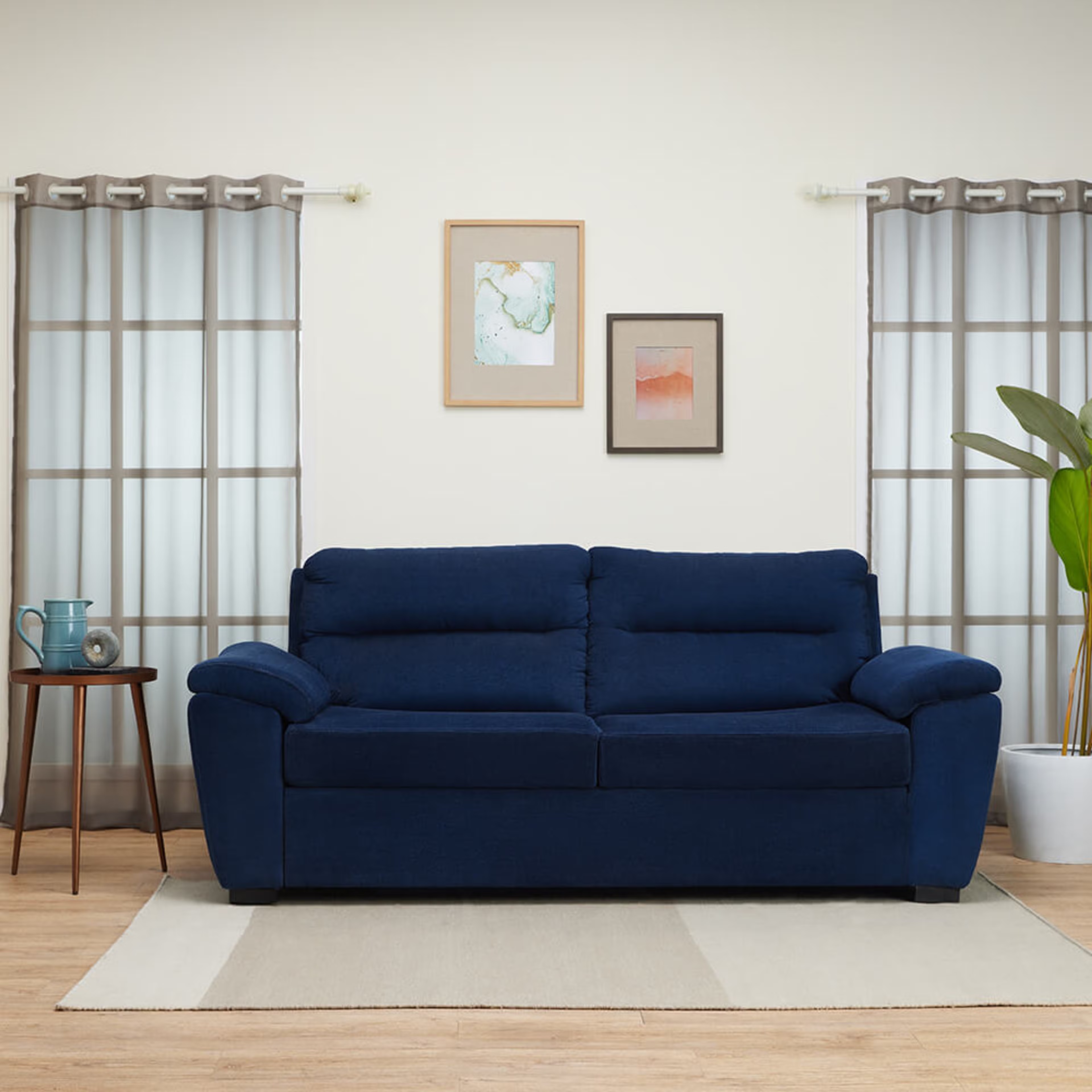 Wakefit Lounger Sofa - Three Seater Regular, Three Seater, Malphino Cobalt Blue