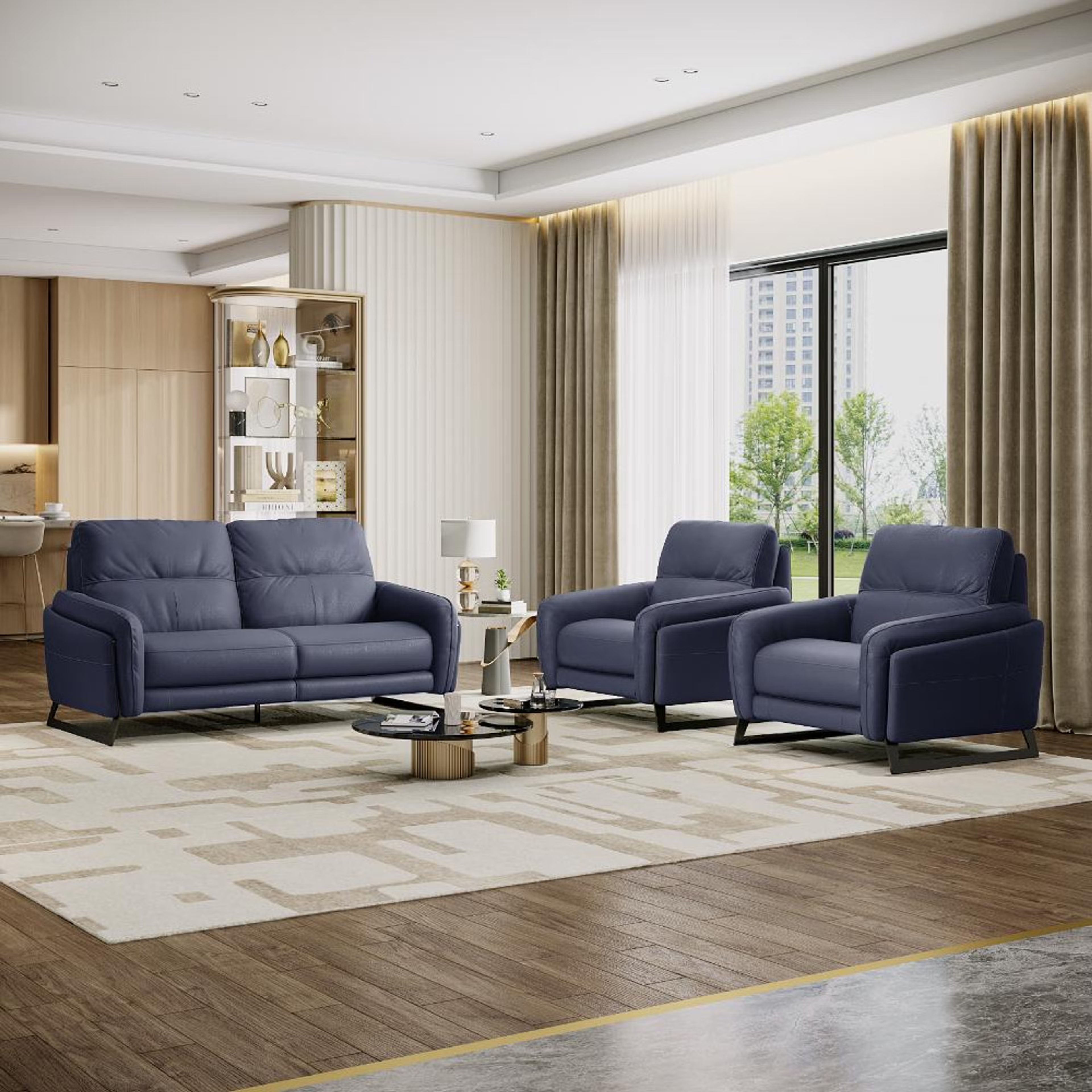 Wakefit Todi Sofa Without Motion Set (2+1+1) Seater Regular, Without Motion, 2+1+1, Blue