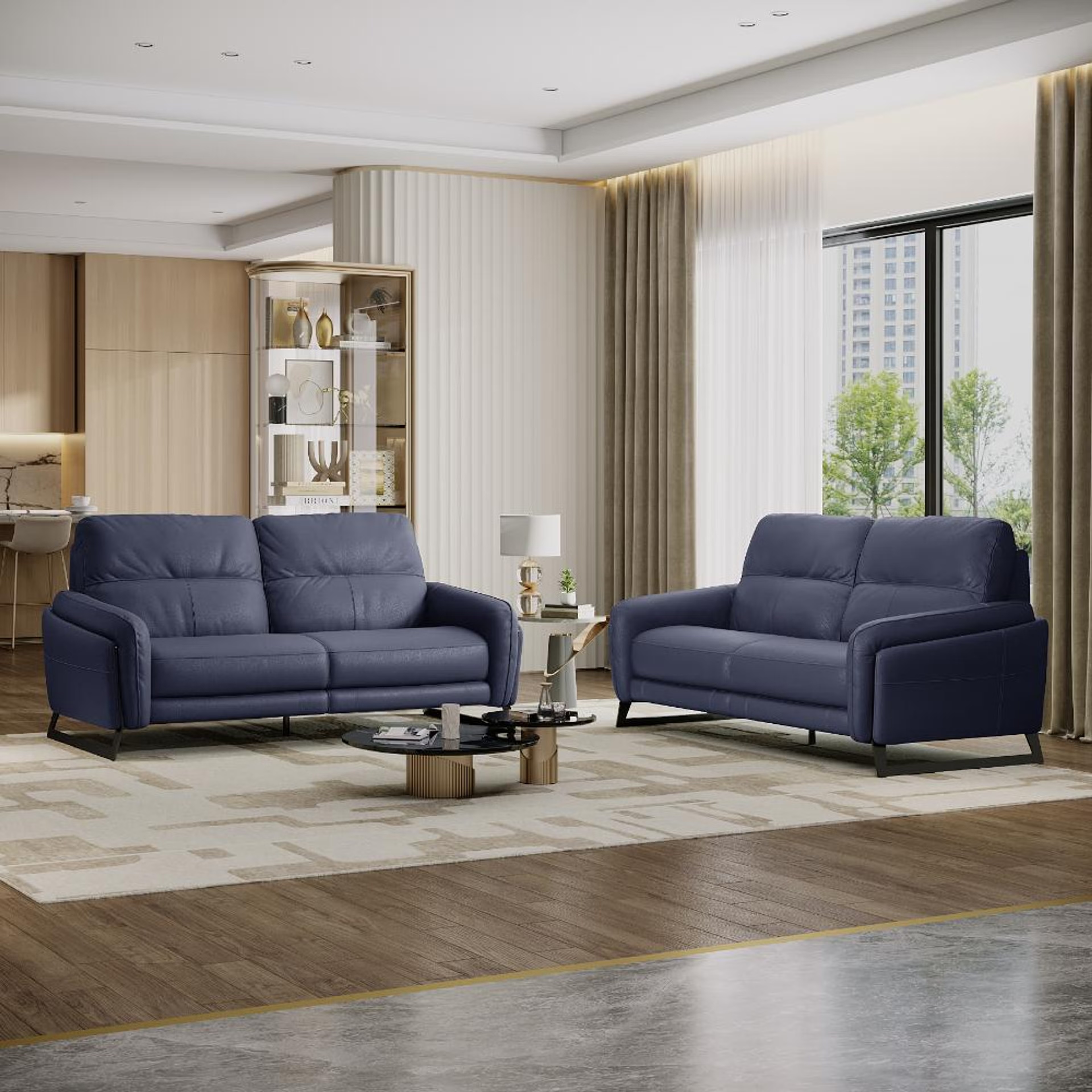 Wakefit Todi Sofa Without Motion Set (3+2) Seater Regular, Without Motion, Set (3+2), Blue