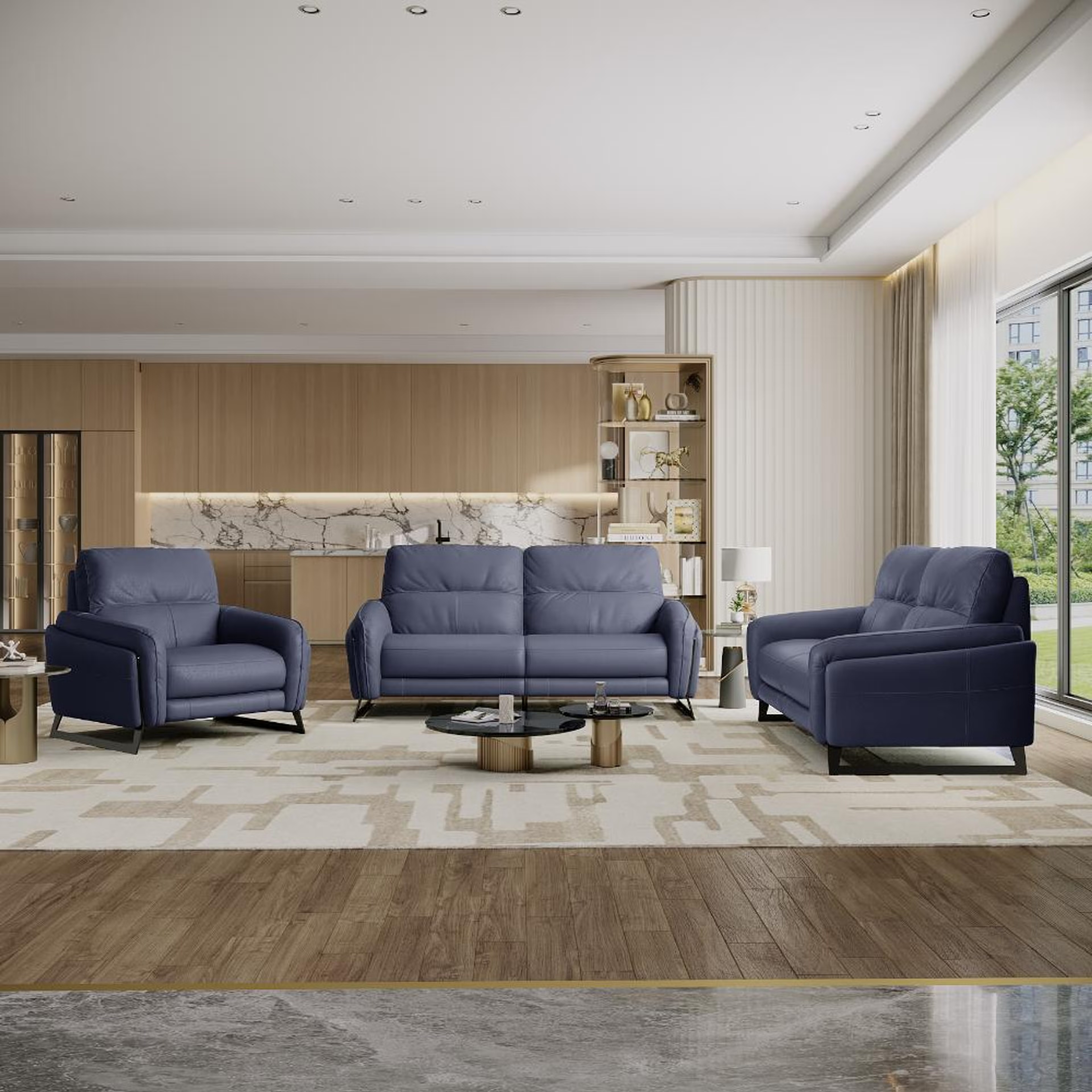 Wakefit Todi Sofa Without Motion Set (3+2+1) Seater Regular, Without Motion, 3+2+1, Blue