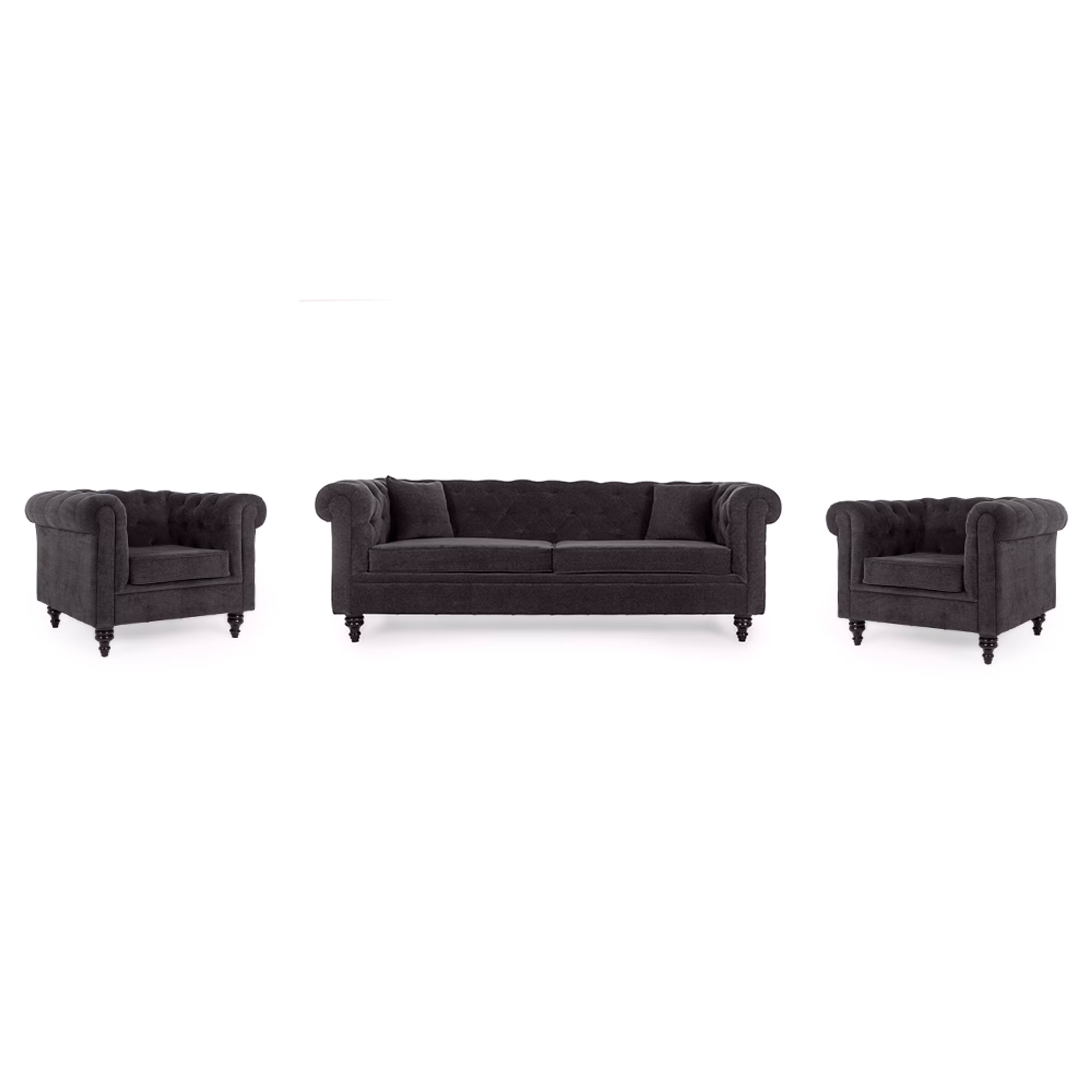 Wakefit Havana Sofa Set (3+1+1) Smoke Grey 3 Seater + 1 Seater + 1 Seater, Smoke Grey