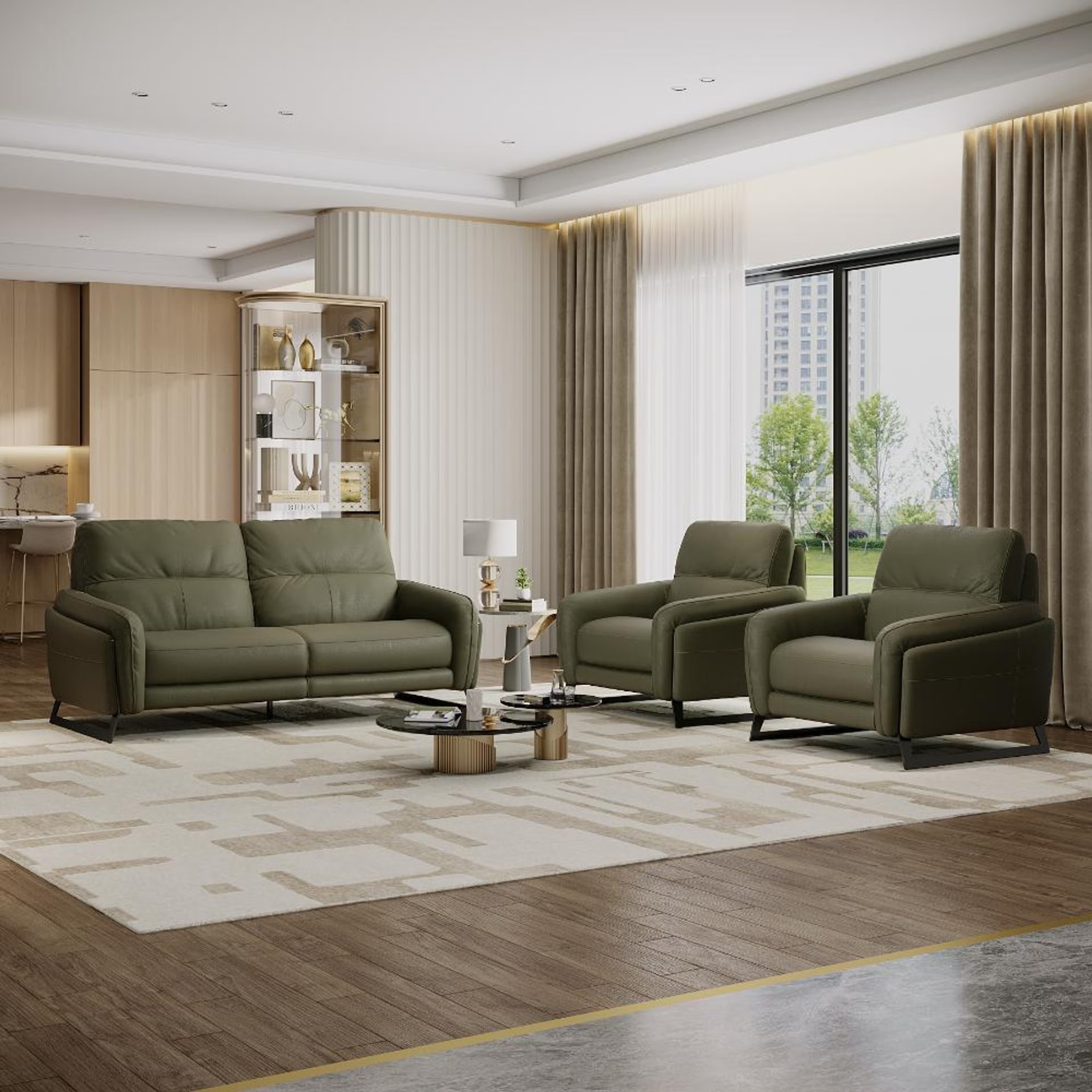 Home 39 Wakefit Todi Sofa Without Motion Set (3+1+1) Seater Regular, Without Motion, Set (3+1+1), Green