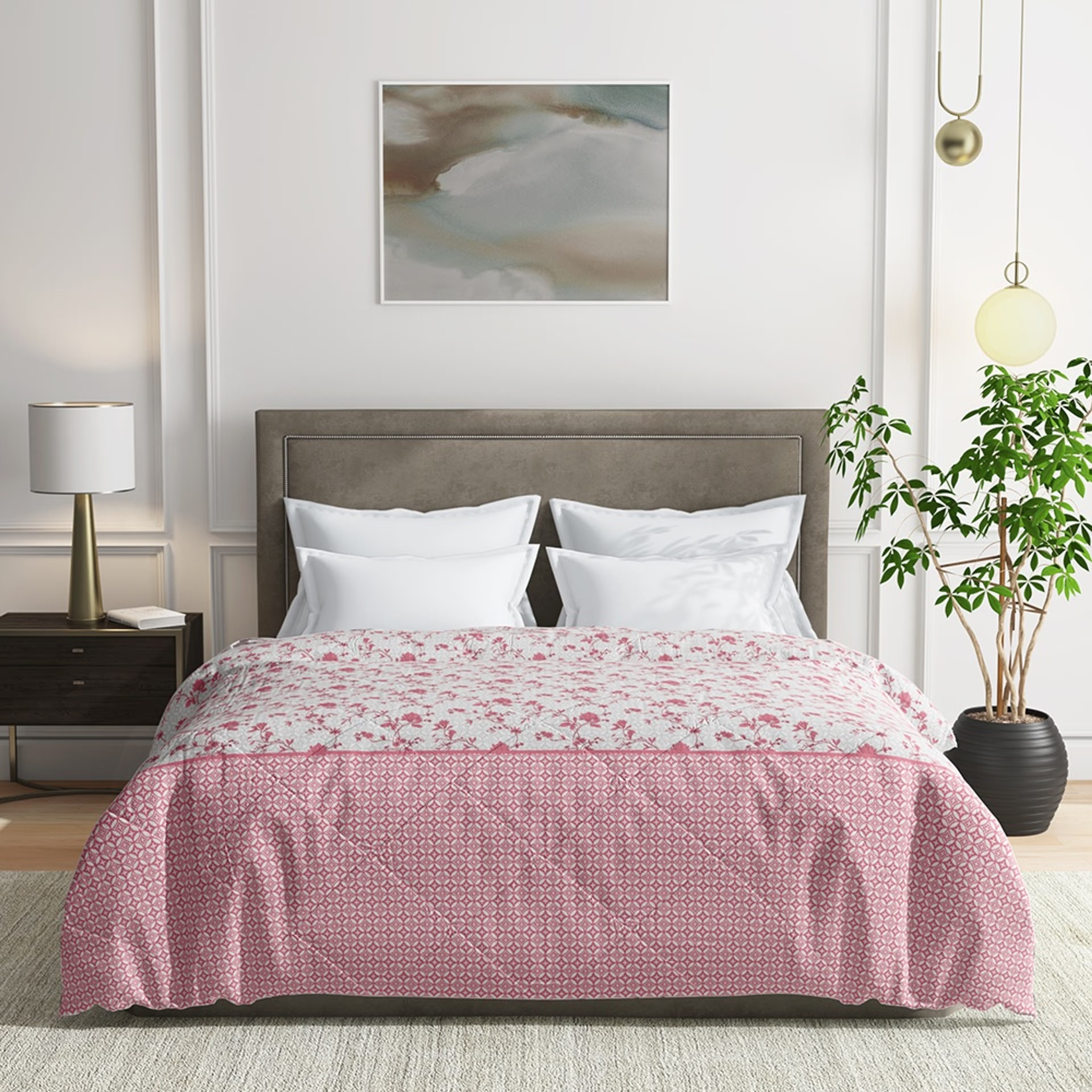 Wakefit Double Siliconised Microfibre Reversible Cotton Comforter (Florenza) 100% Cotton, Double, 220 GSM, Florenza