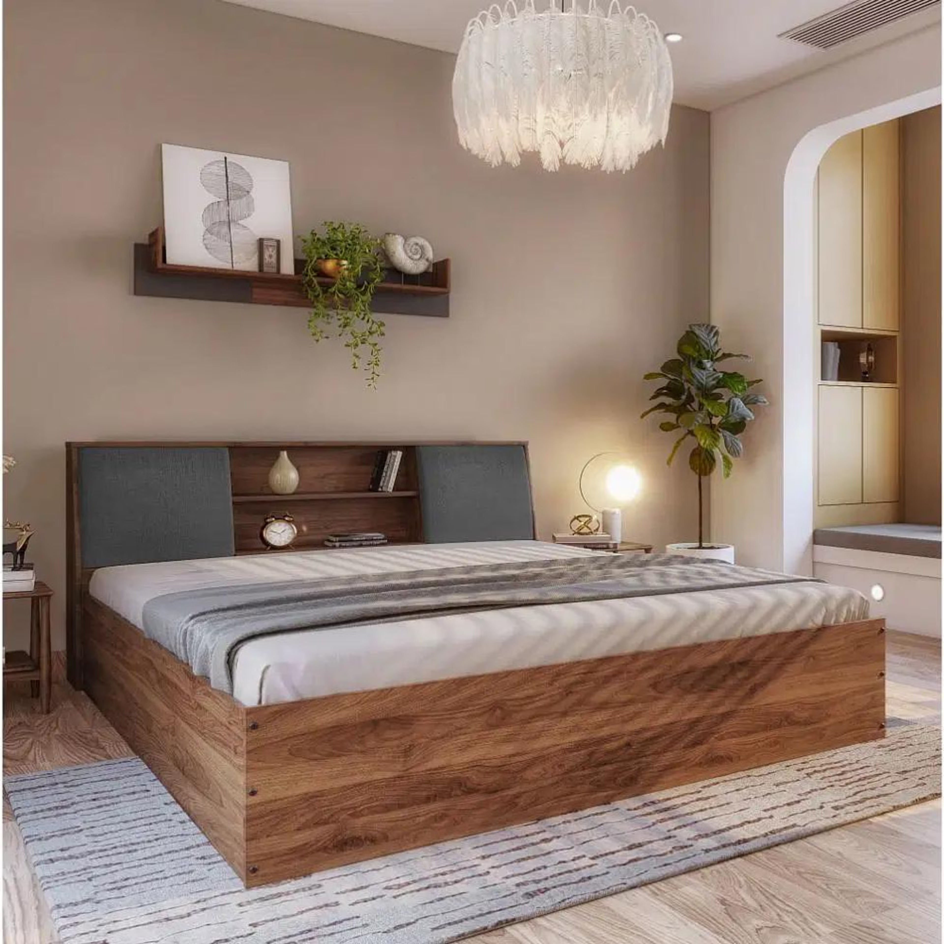 Wakefit Orion Engineered Wood King Size Upholstered Bed with Storage, Omega Grey (78*72inch) / (1.98m*1.83m) King - 78" x 72\