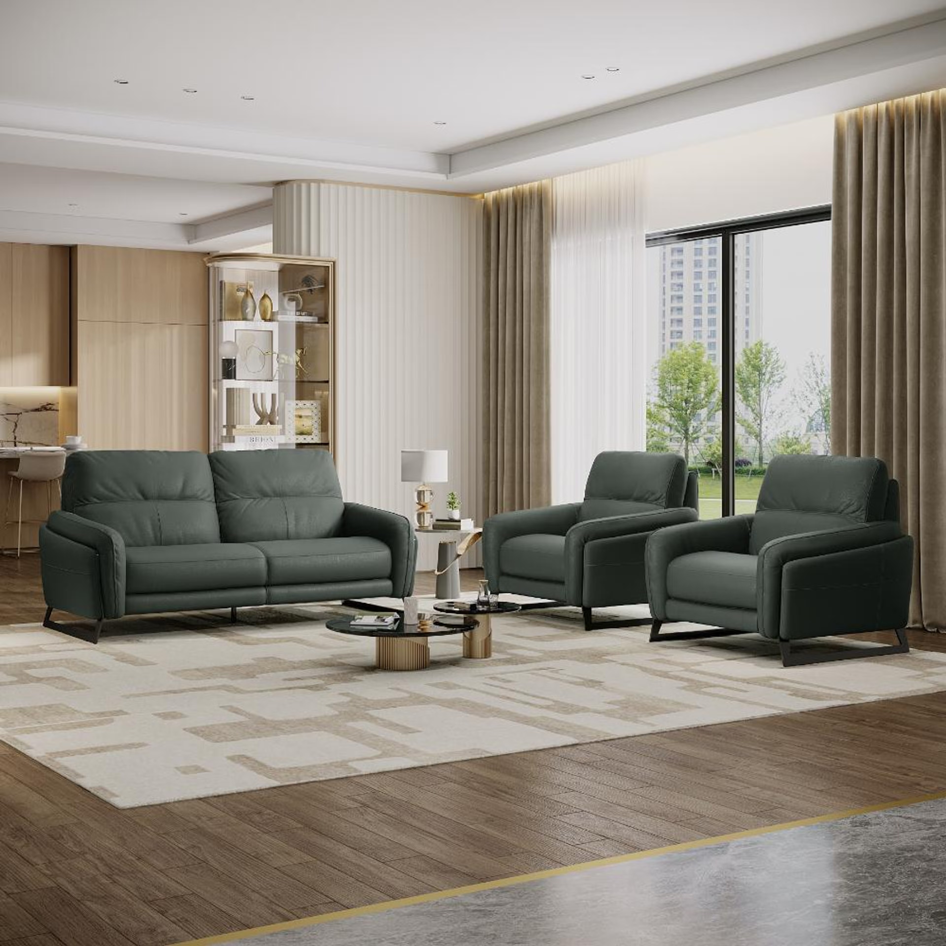 Wakefit Todi Sofa Without Motion Set (3+1+1) Seater Regular, Without Motion, Set (3+1+1), Forest Green