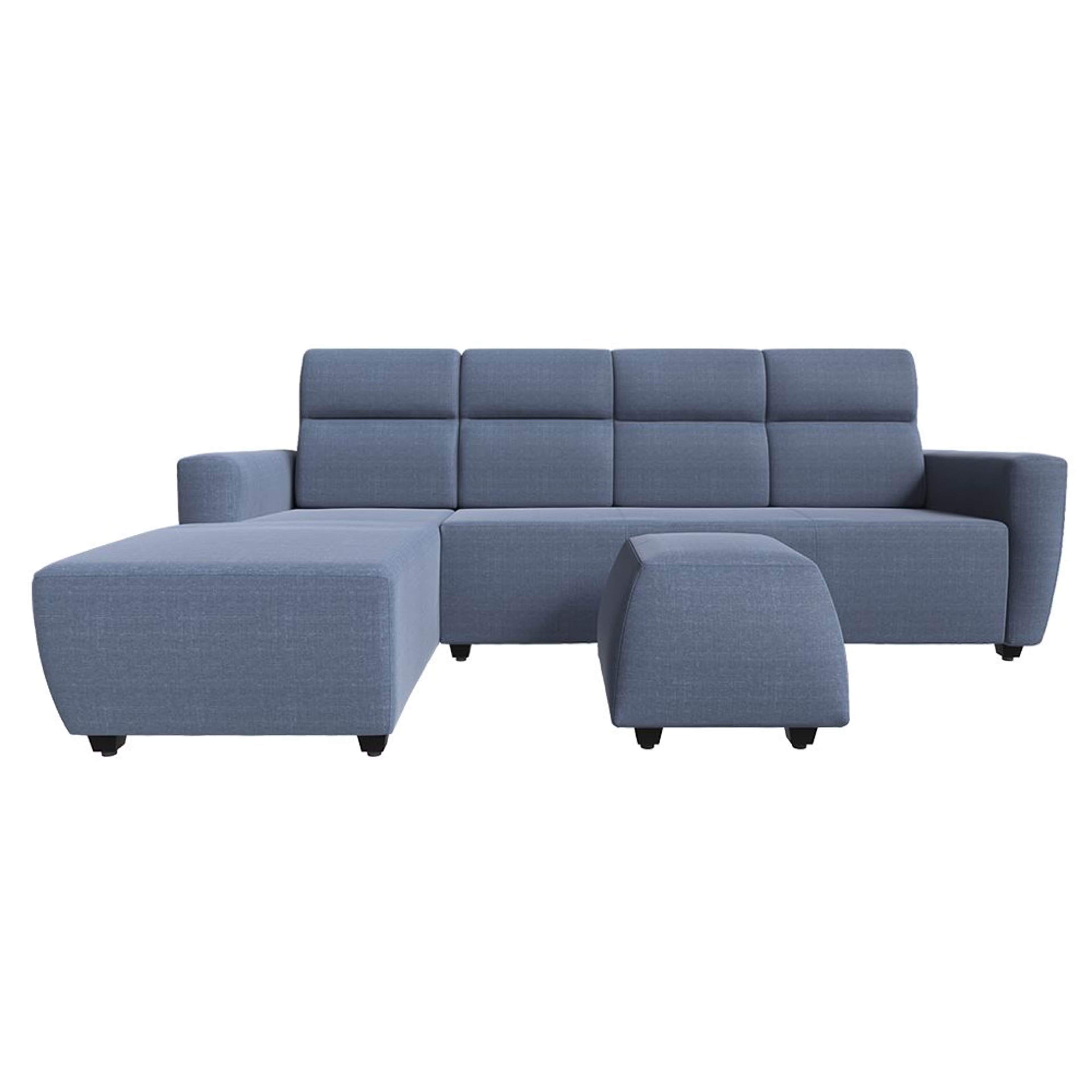Wakefit Belize L Shape Sofa Set (3 Seater + Left Aligned Chaise with Ottoman) Sectional, Set (3 Seater + Left Aligned Chaise with Ottoman), Omega Blue