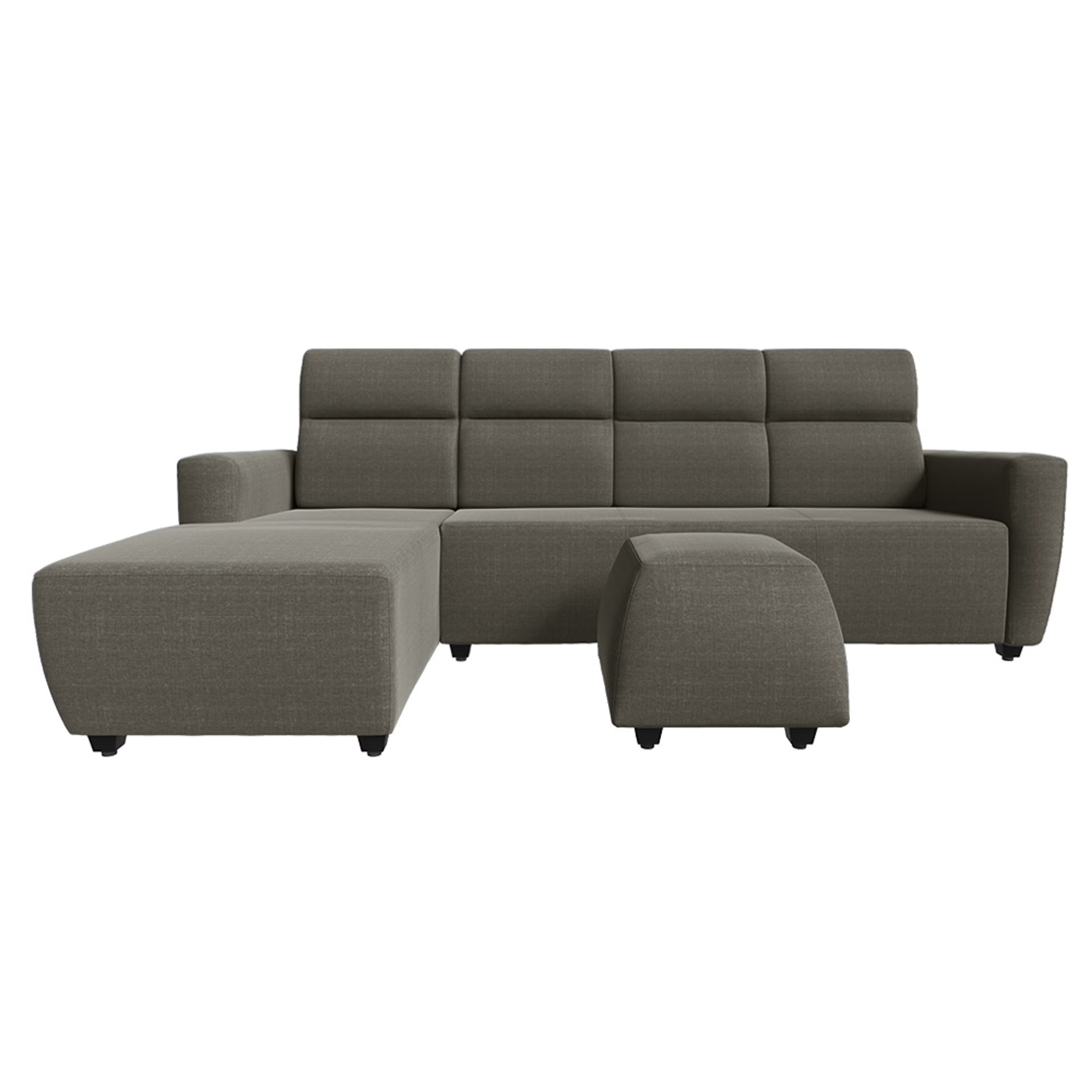Wakefit Belize L Shape Sofa Set (3 Seater + Left Aligned Chaise with Ottoman) Sectional, Set (3 Seater + Left Aligned Chaise with Ottoman), Omega Grey