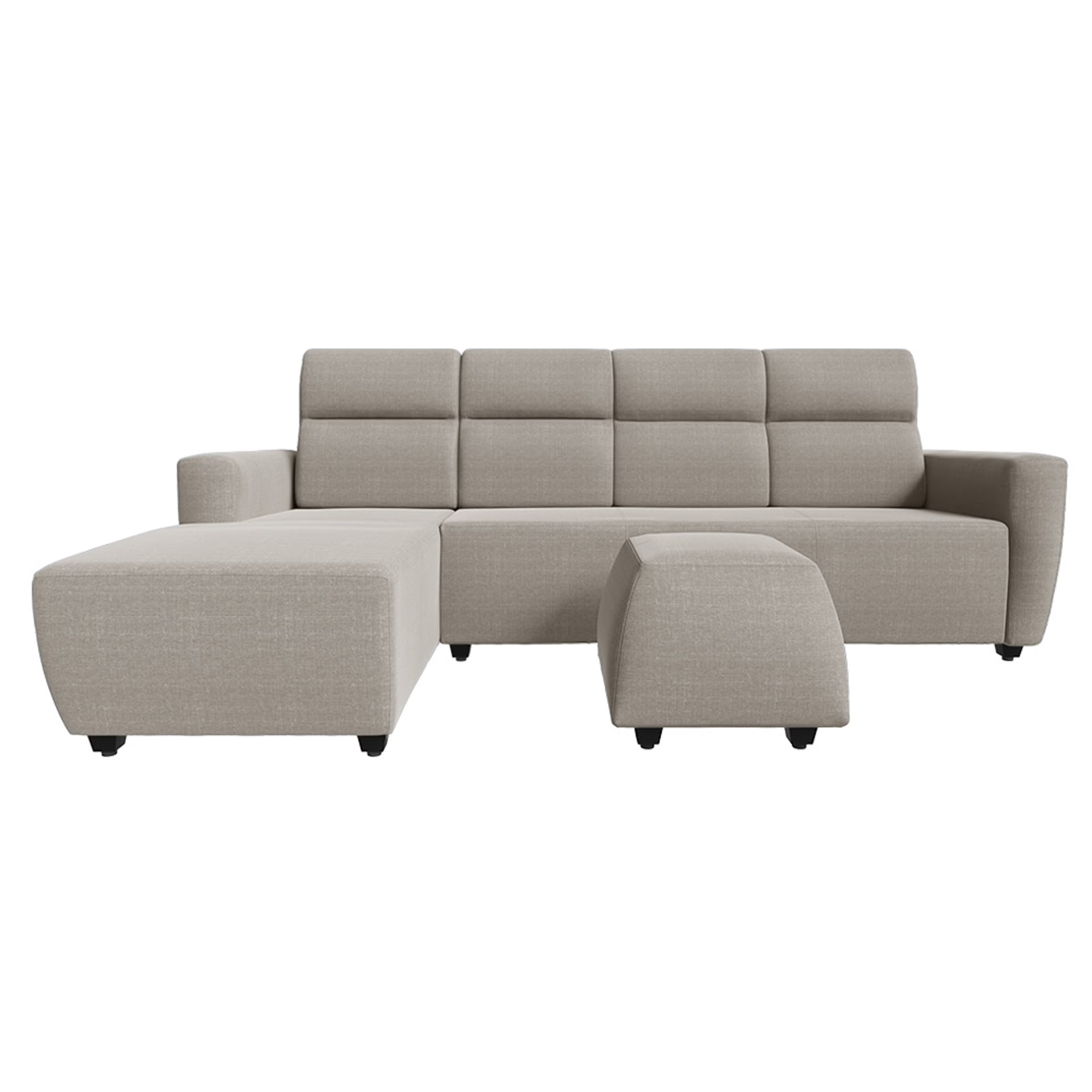 Wakefit Belize L Shape Sofa Set (3 Seater + Left Aligned Chaise with Ottoman) Sectional, Set (3 Seater + Left Aligned Chaise with Ottoman), Omega Pearl