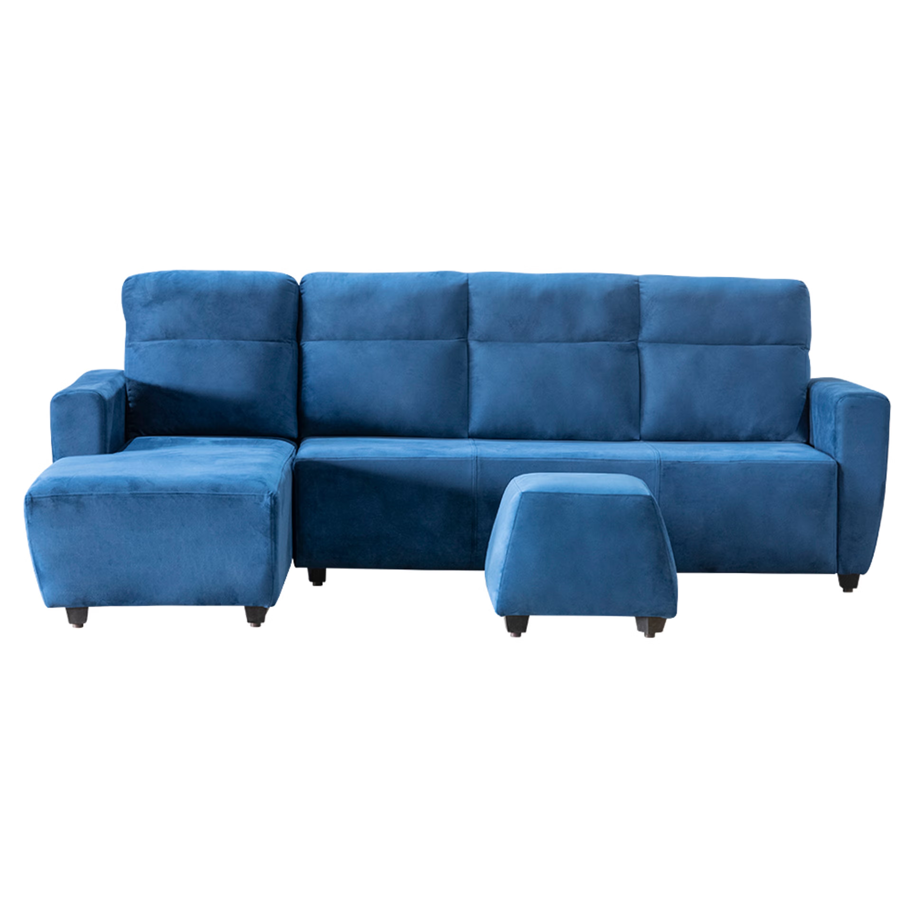 Wakefit Belize L Shape Sofa Set (3 Seater + Left Aligned Chaise with Ottoman) Sectional, Set (3 Seater + Left Aligned Chaise with Ottoman), Blue
