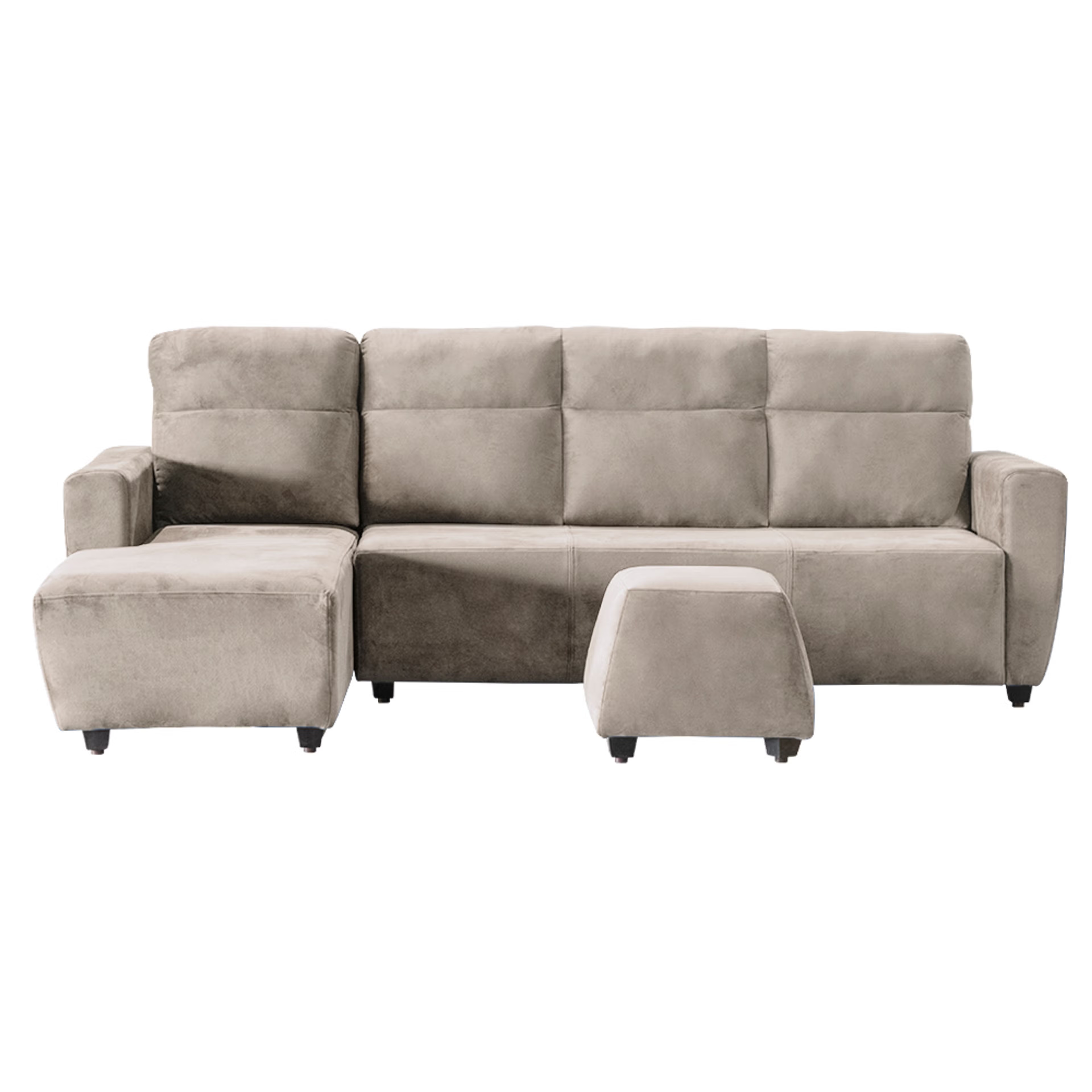 Wakefit Belize L Shape Sofa Set (3 Seater + Left Aligned Chaise with Ottoman) Sectional, Set (3 Seater + Left Aligned Chaise with Ottoman), Stone