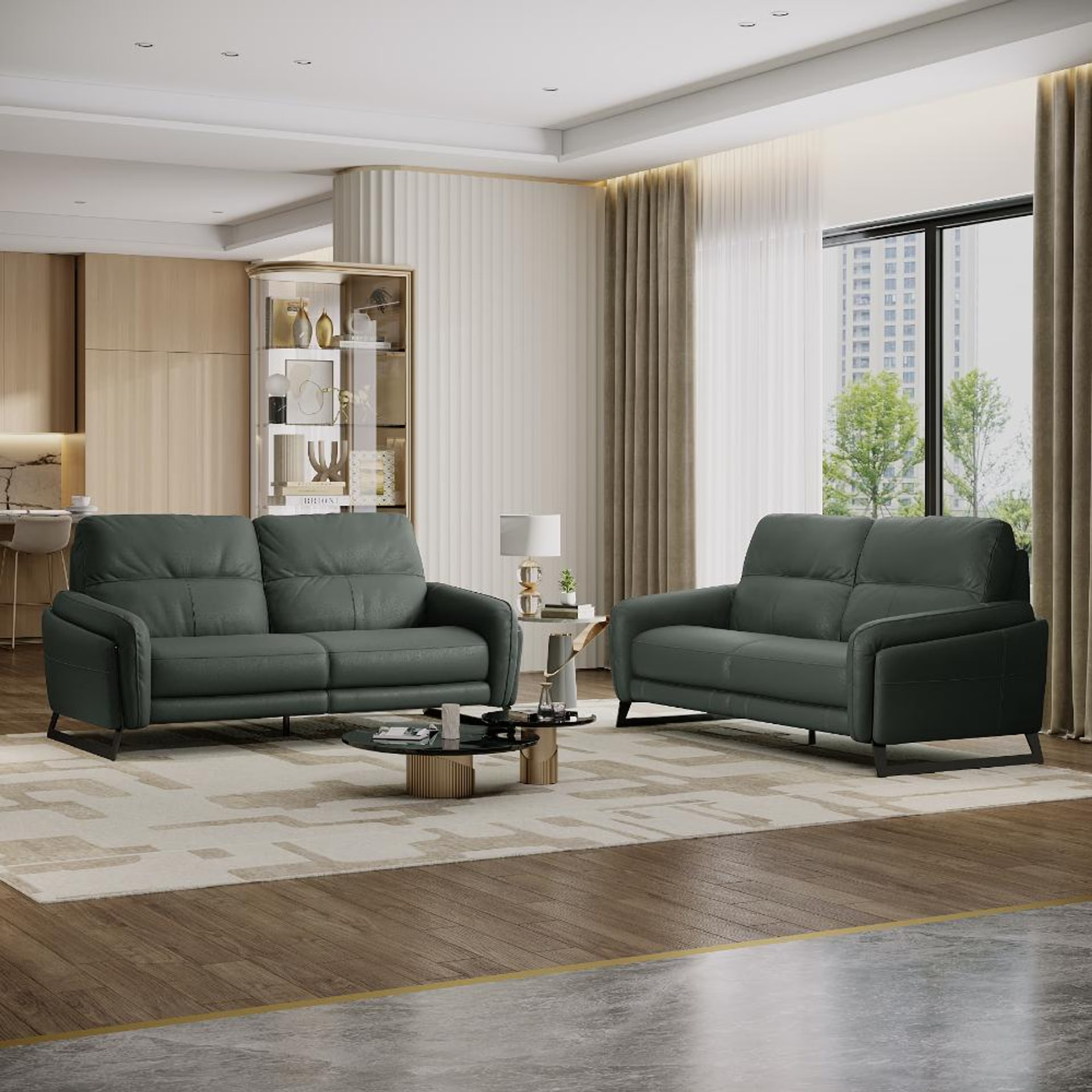 Wakefit Todi Sofa Without Motion Set (3+2) Seater Regular, Without Motion, Set (3+2), Forest Green