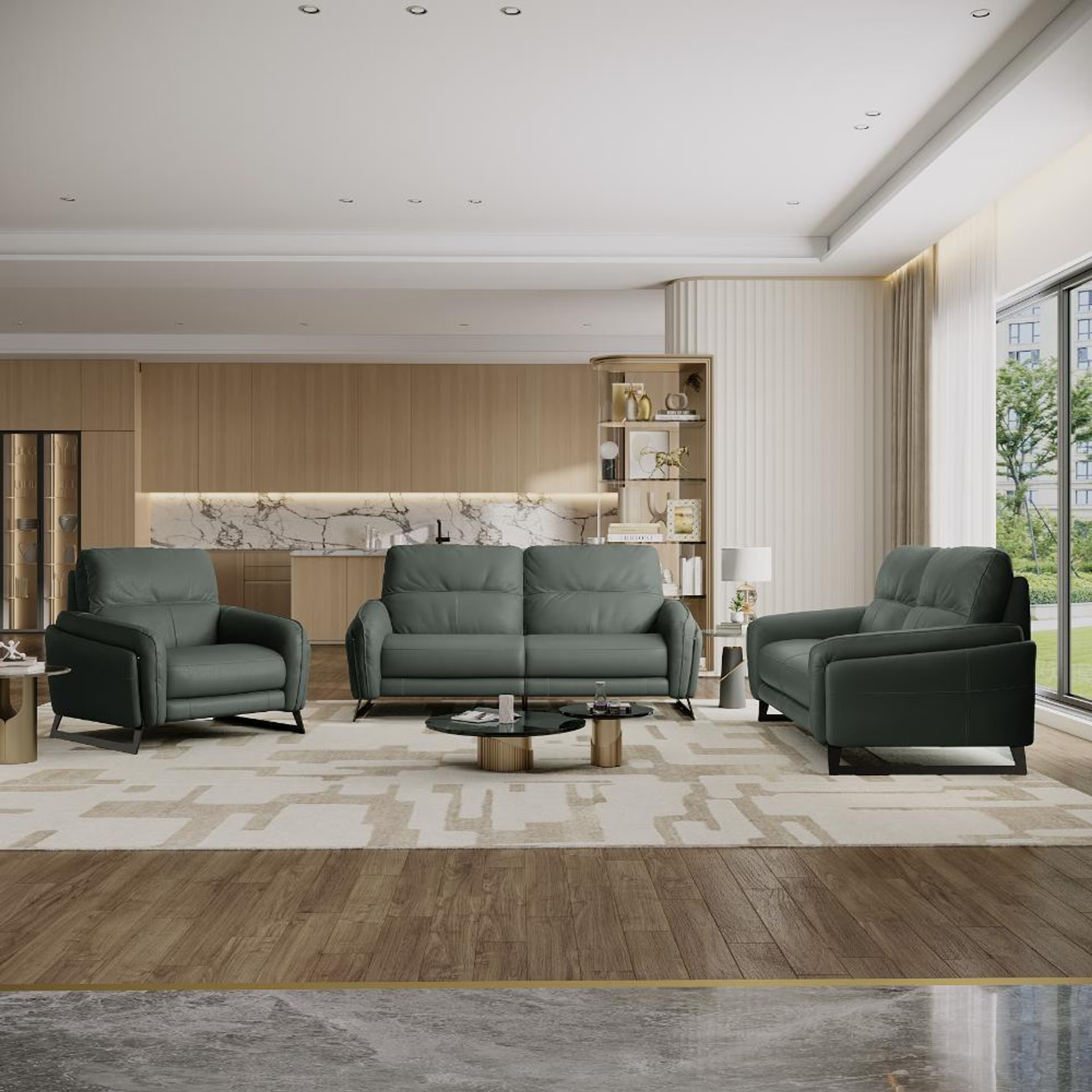 Home 38 Wakefit Todi Sofa Without Motion Set (3+2+1) Seater Regular, Without Motion, 3+2+1, Forest Green