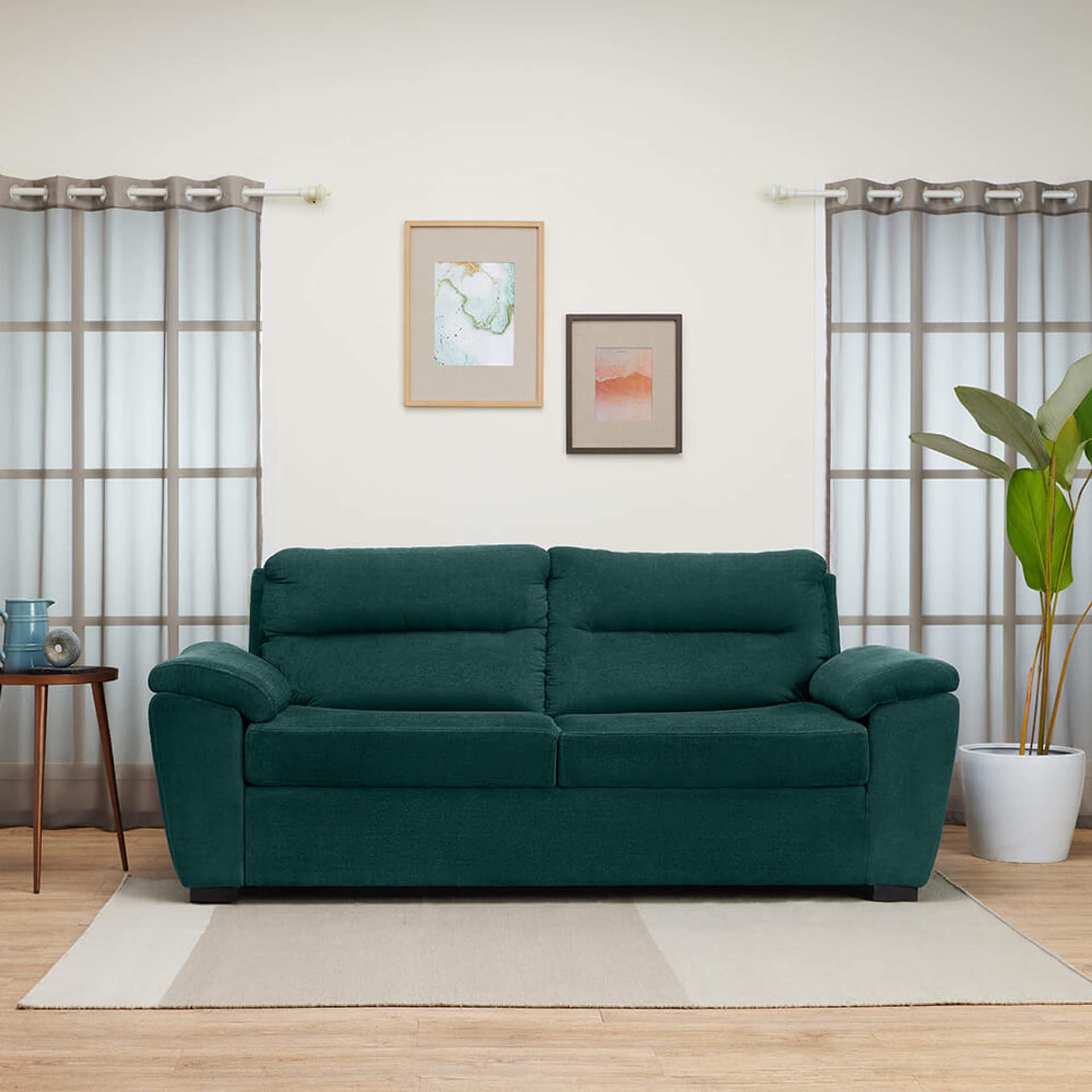 Wakefit Lounger Sofa - Two Seater Regular, Two Seater, Malphino Malibu Green