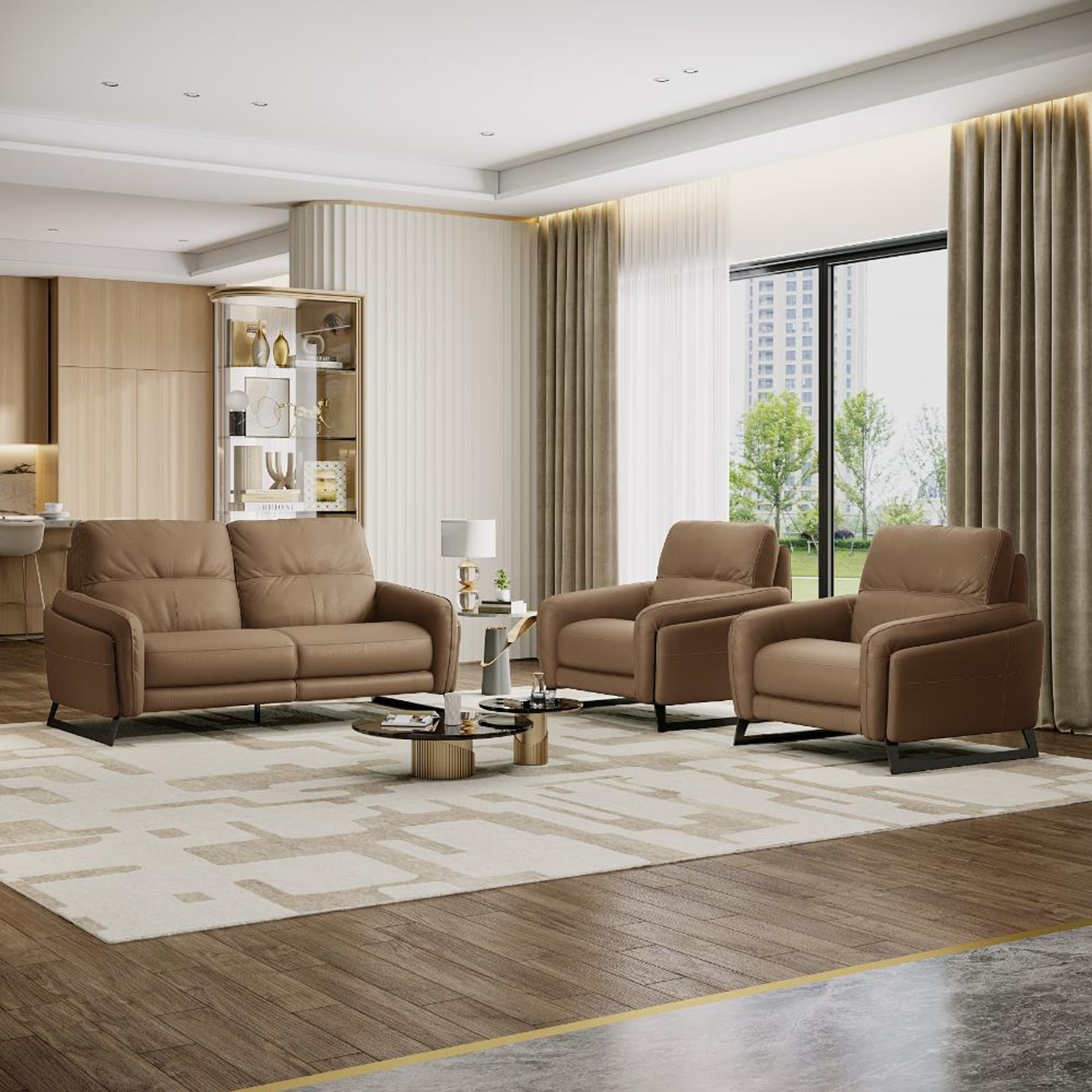 Wakefit Todi Sofa Without Motion Set (2+1+1) Seater Regular, Without Motion, 2+1+1, Cappuccino