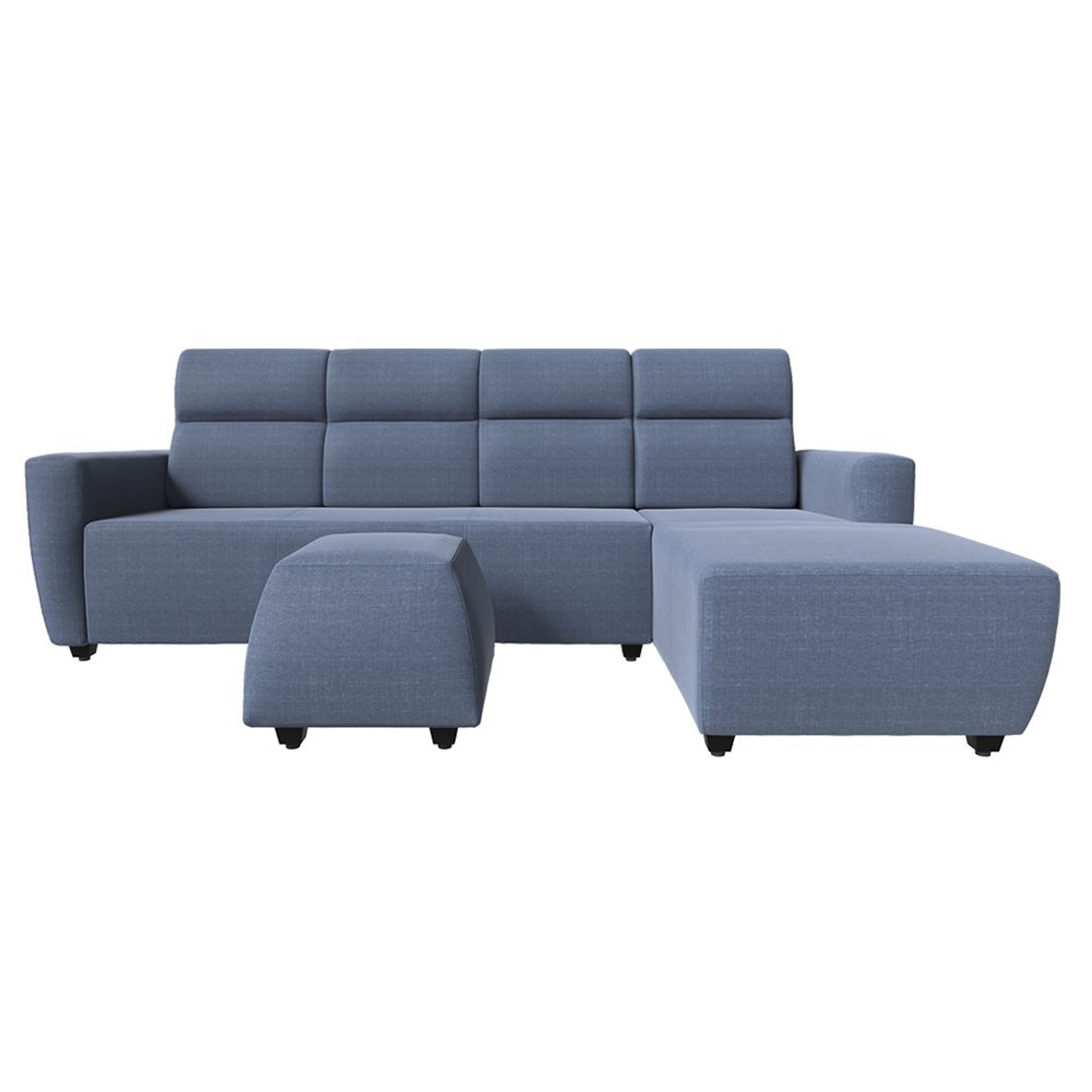 Home 40 Wakefit Belize L Shape Sofa Set (3 Seater + Right Aligned Chaise with Ottoman) Sectional, Set (3 Seater + Right Aligned Chaise with Ottoman), Omega Blue