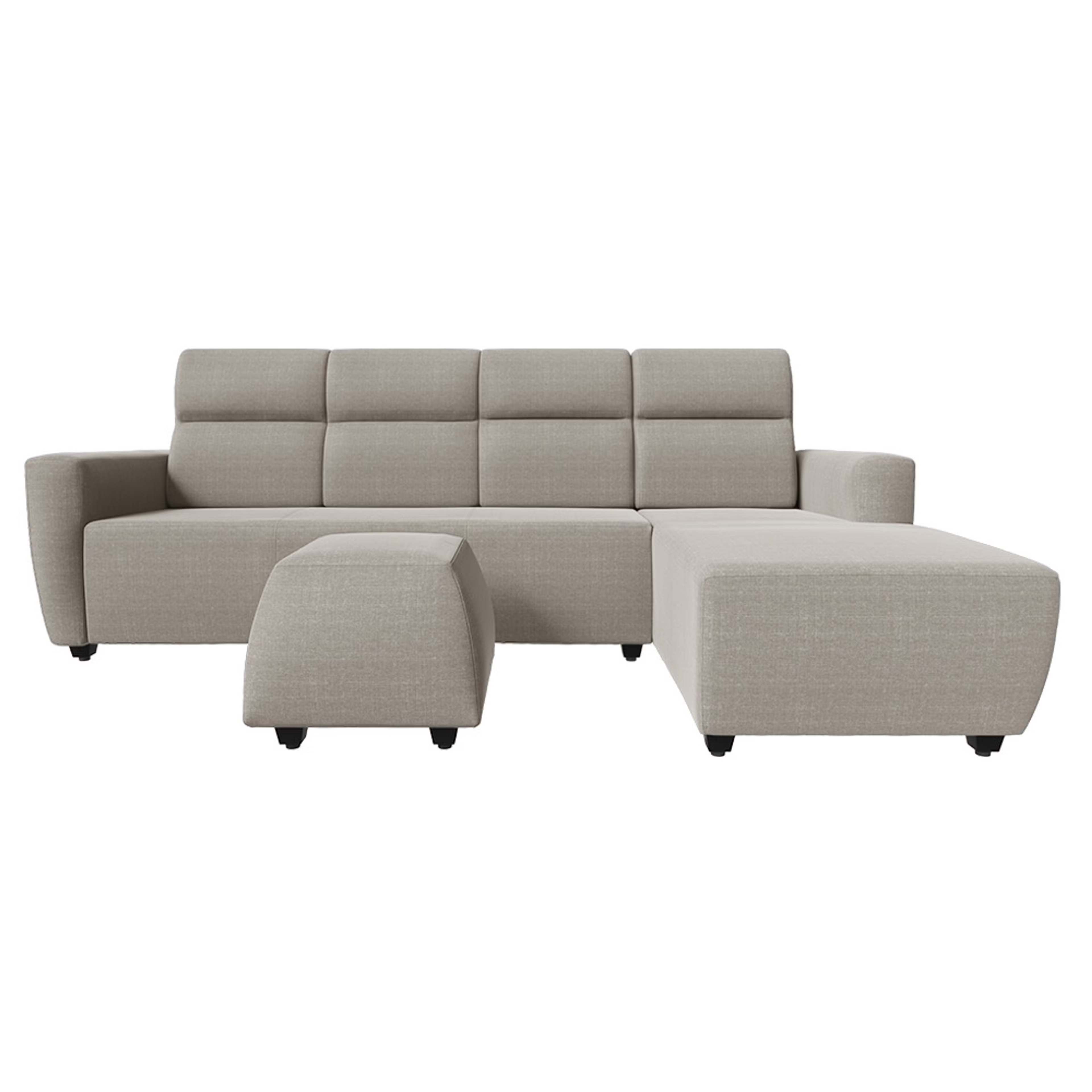 Home 28 Wakefit Belize L Shape Sofa Set (3 Seater + Right Aligned Chaise with Ottoman) Sectional, Set (3 Seater + Right Aligned Chaise with Ottoman), Omega Pearl
