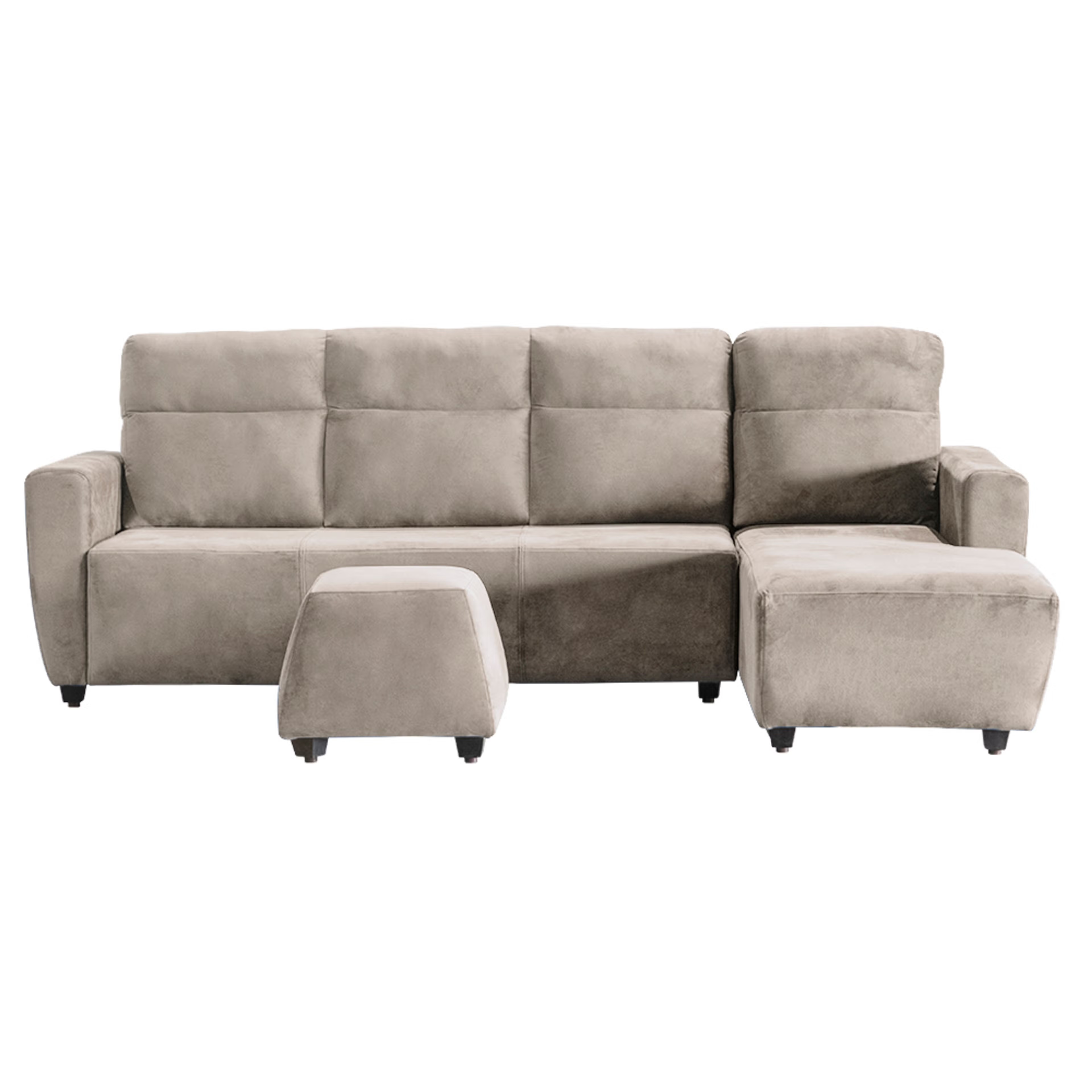 Home 37 Wakefit Belize L Shape Sofa Set (3 Seater + Right Aligned Chaise with Ottoman) Sectional, Set (3 Seater + Right Aligned Chaise with Ottoman), Stone