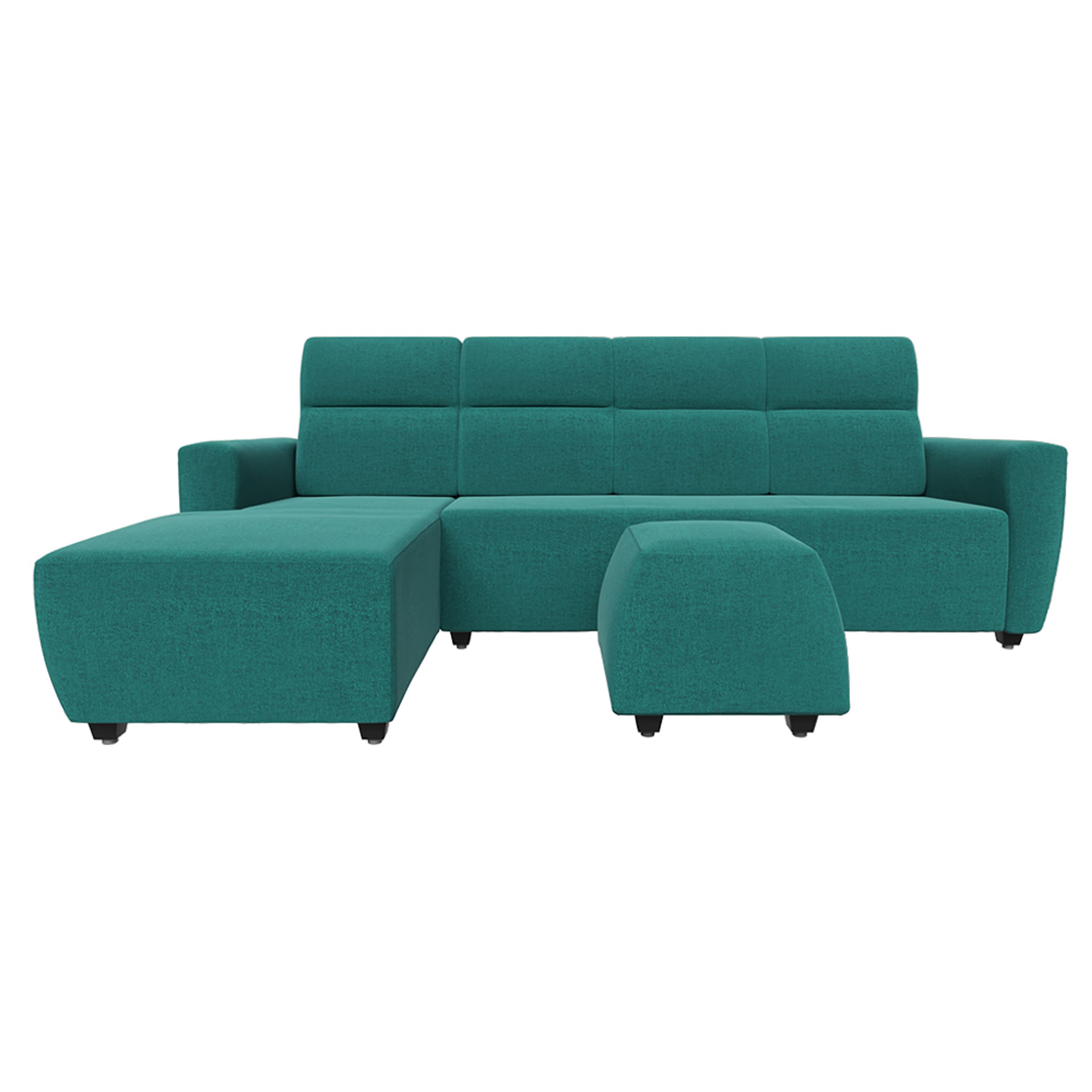 Wakefit Belize L Shape Sofa Set (3 Seater + Left Aligned Chaise with Ottoman) - Reflection Aqua Blue Sectional, Set (3 Seater + Left Aligned Chaise with Ottoman), Aqua Blue
