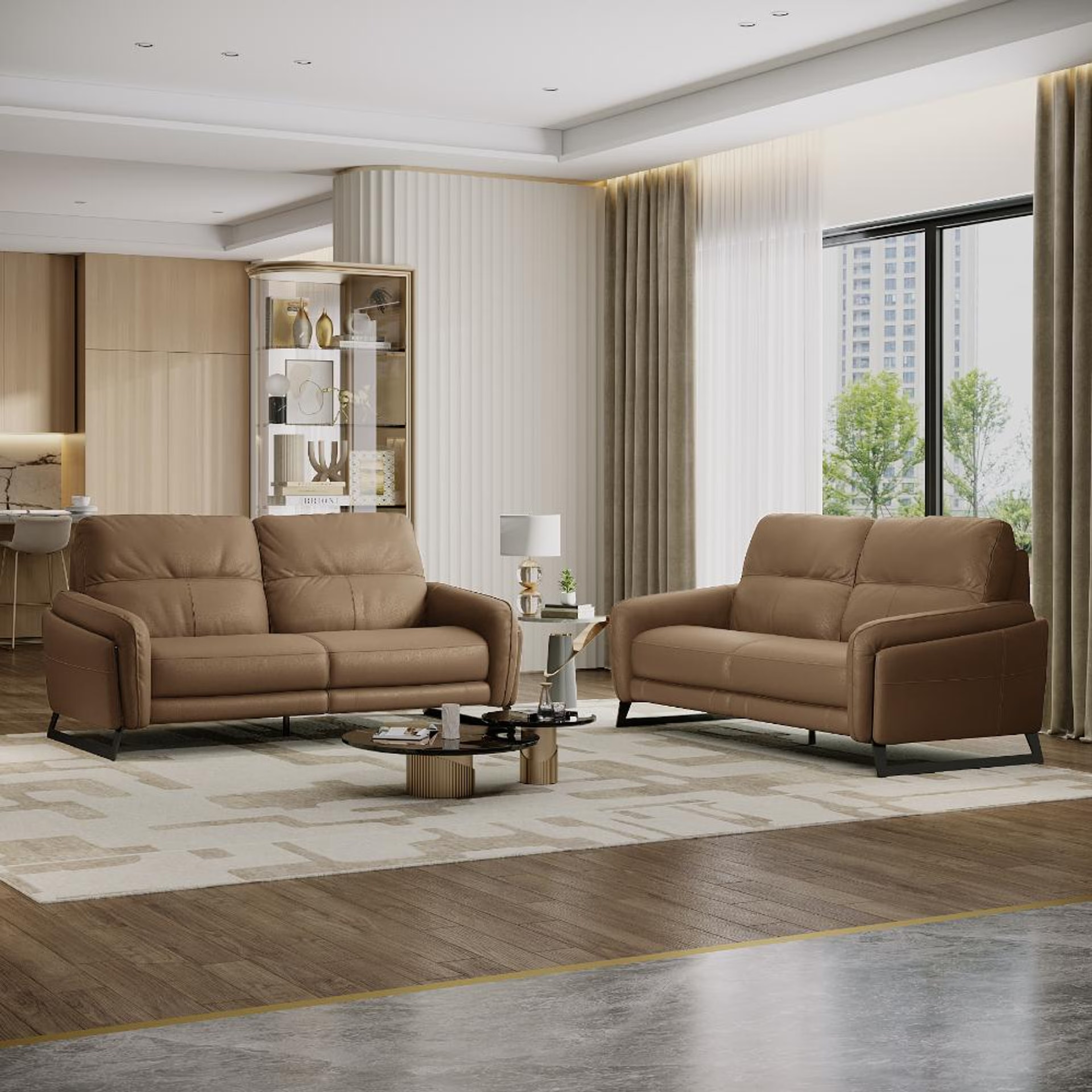 Wakefit Todi Sofa Without Motion Set (3+2) Seater Regular, Without Motion, Set (3+2), Cappuccino