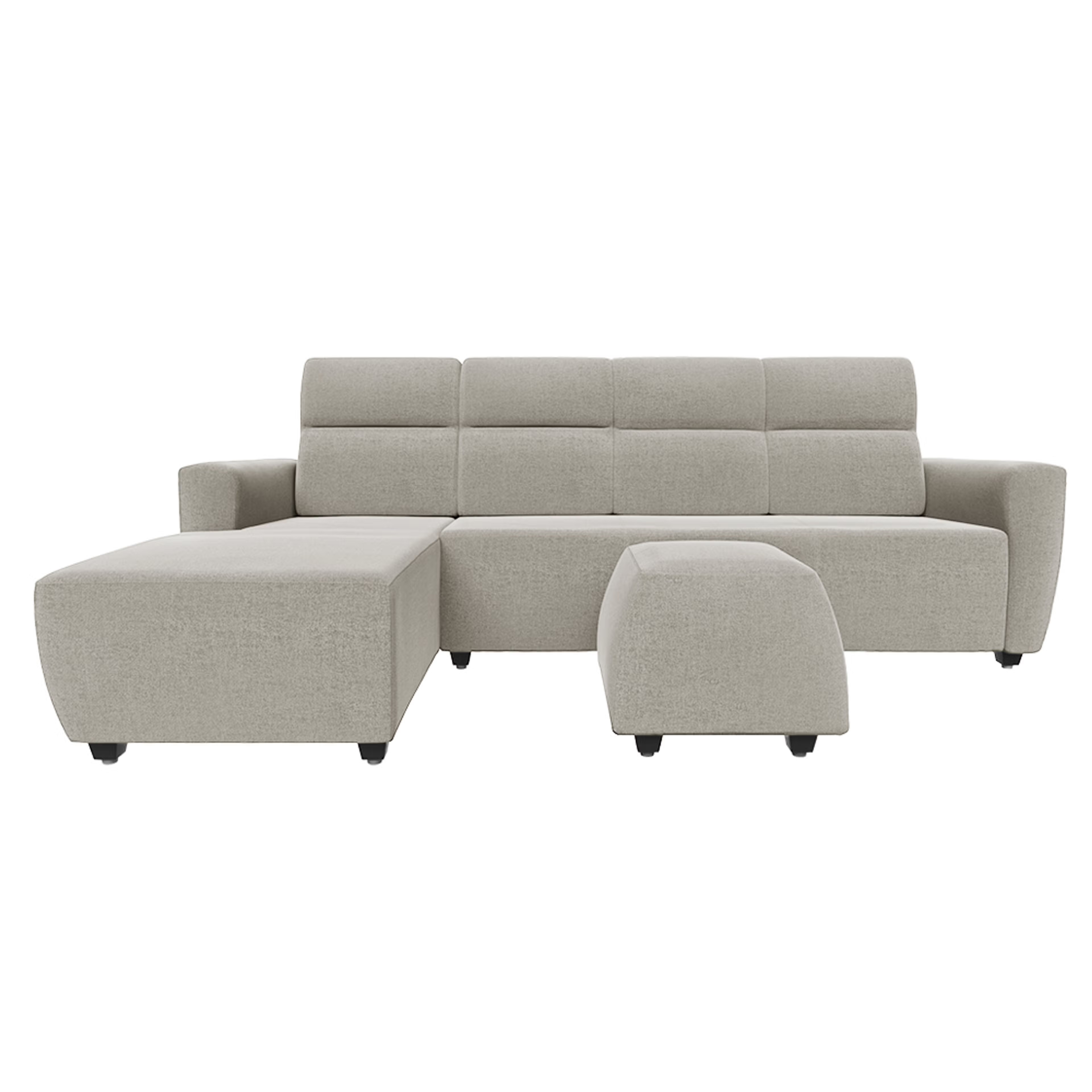 Home 31 Wakefit Belize L Shape Sofa Set (3 Seater + Left Aligned Chaise with Ottoman) - Reflection White Sectional, Set (3 Seater + Left Aligned Chaise with Ottoman), White