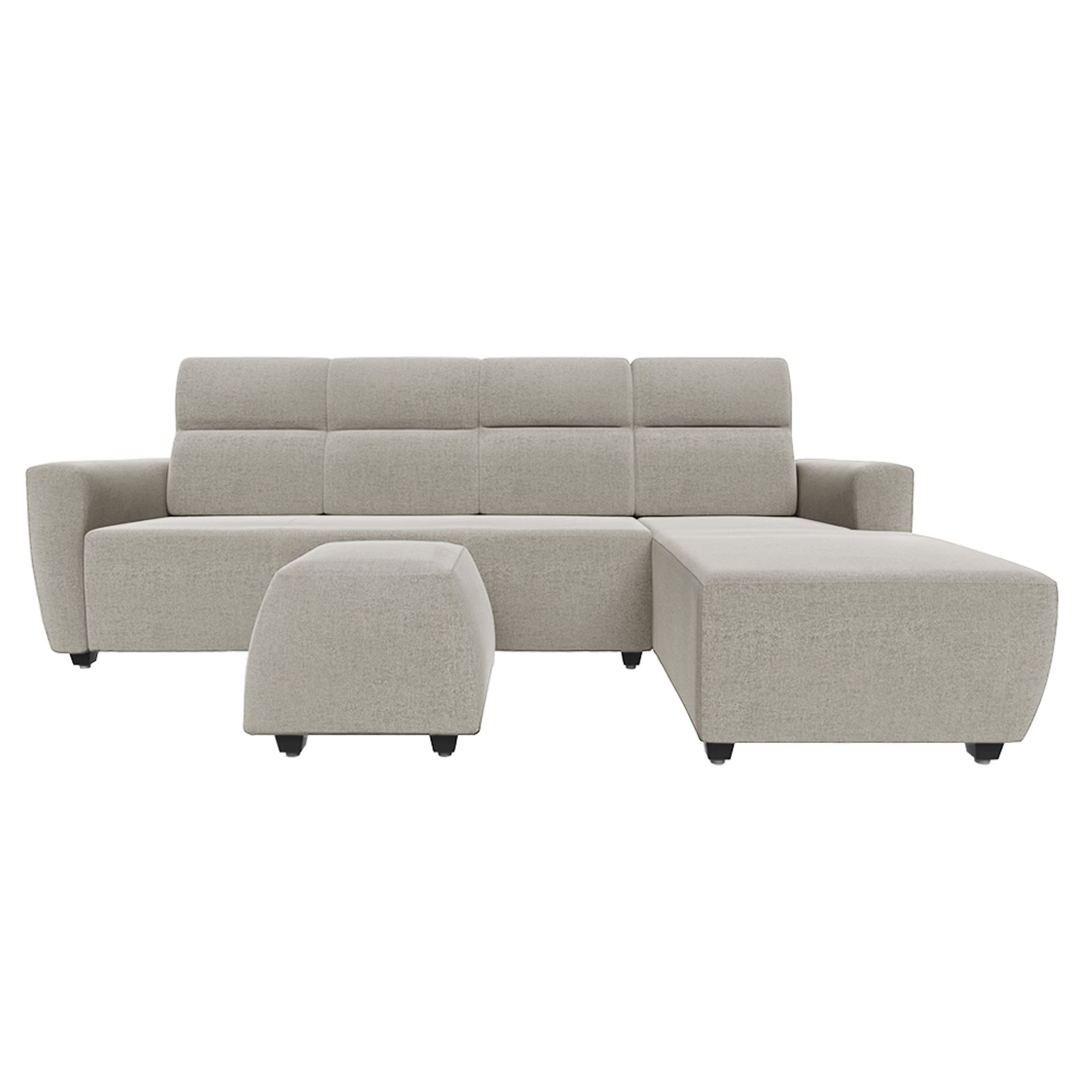 Home 40 Wakefit Belize L Shape Sofa Set (3 Seater + Right Aligned Chaise with Ottoman) - Reflection White Sectional, Set (3 Seater + Right Aligned Chaise with Ottoman), White