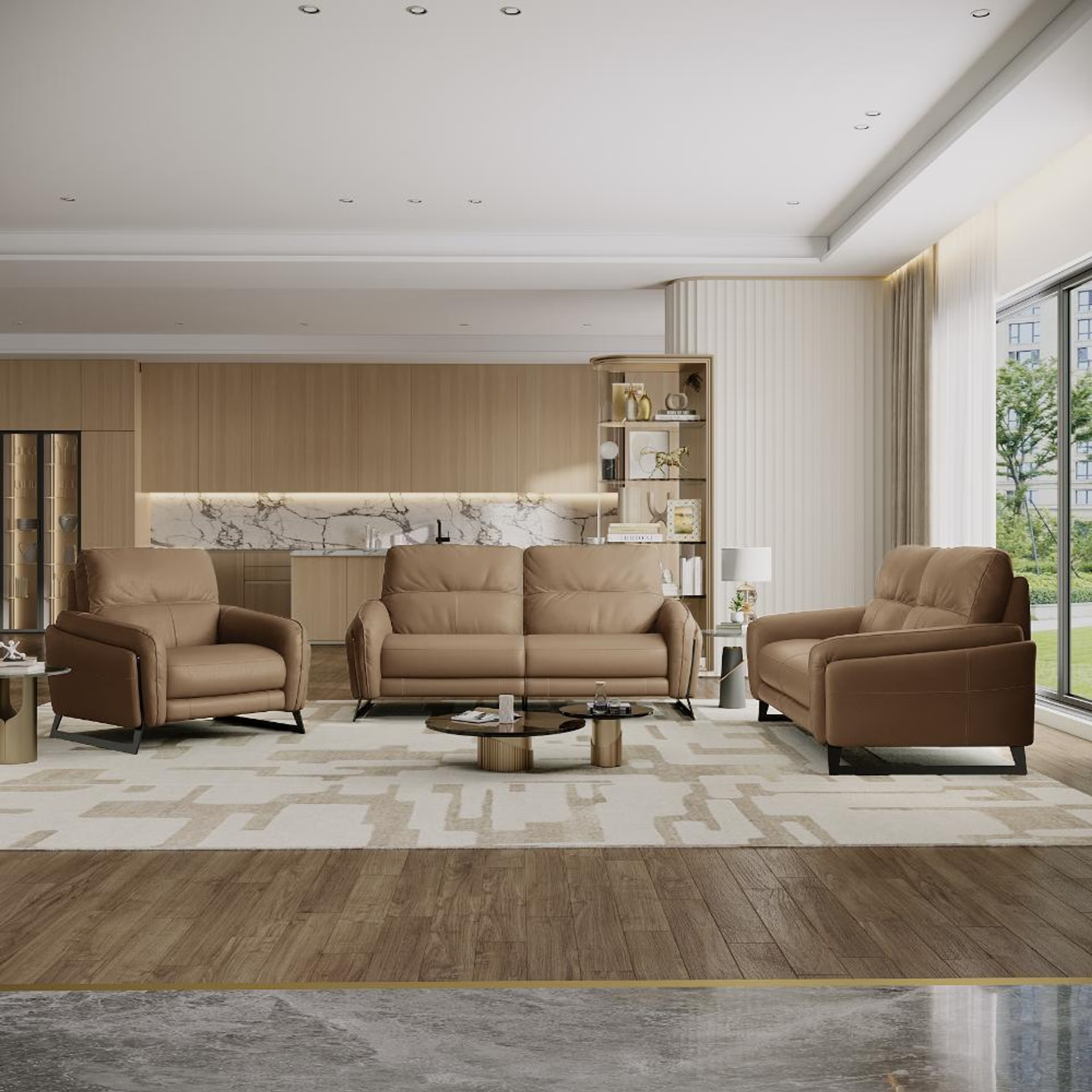 Wakefit Todi Sofa Without Motion Set (3+2+1) Seater Regular, Without Motion, 3+2+1, Cappuccino