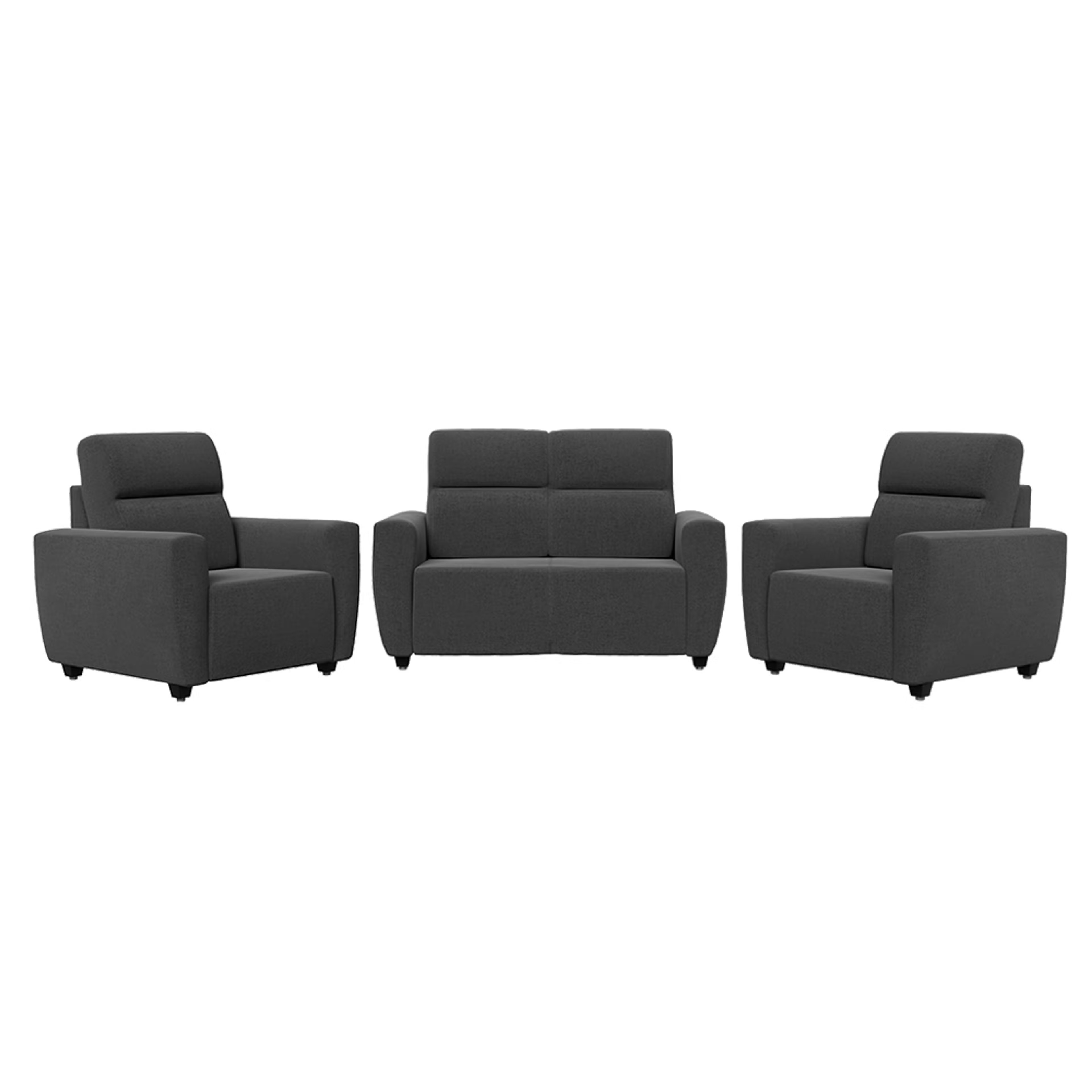 Wakefit Belize sofa set - (2+1+1) - Reflection Charcoal Grey Regular, 2+1+1 Seater, Charcoal Grey