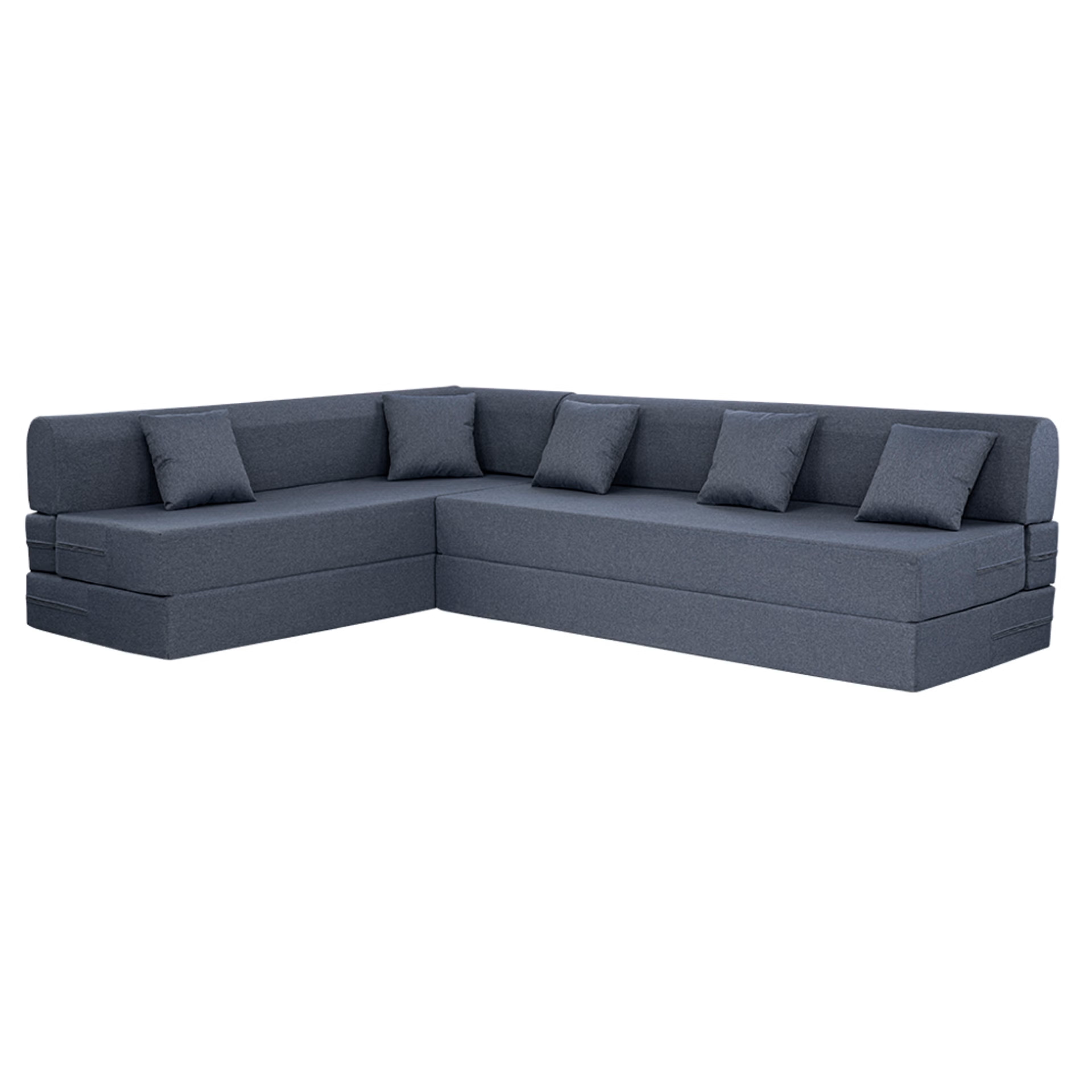 Home 33 Wakefit Flipper L - Shape Sofa Cum Bed 6 Seater (3 Seater + Left Aligned Chaise) - Omega Blue Sectional, 7.5 Thickness, Set (3 Seater + Left Aligned Chaise), Omega Blue