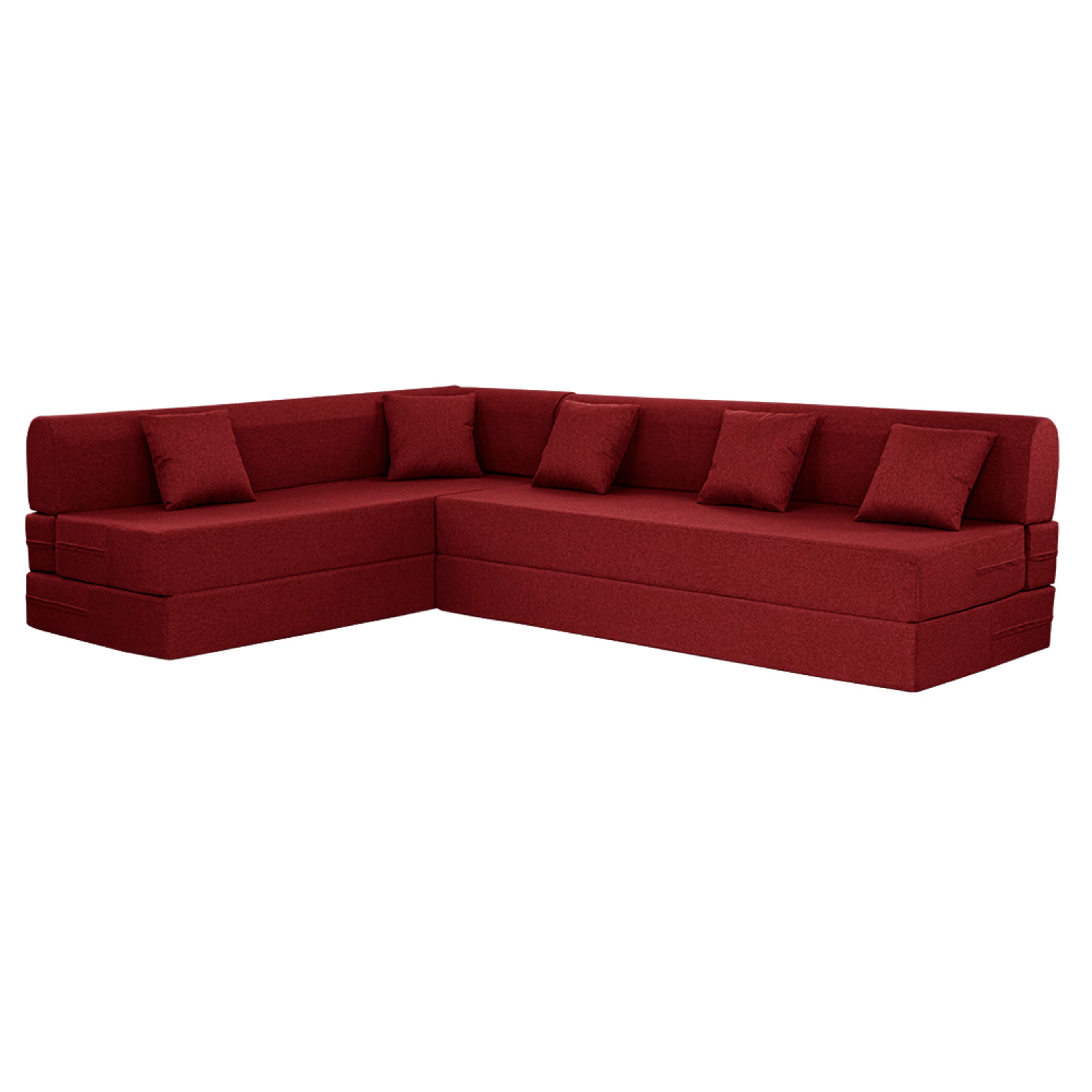 Home 25 Wakefit Flipper L - Shape Sofa Cum Bed 6 Seater (3 Seater + Left Aligned Chaise) - Omega Rose Sectional, 7.5 Thickness, Set (3 Seater + Left Aligned Chaise), Omega Rose