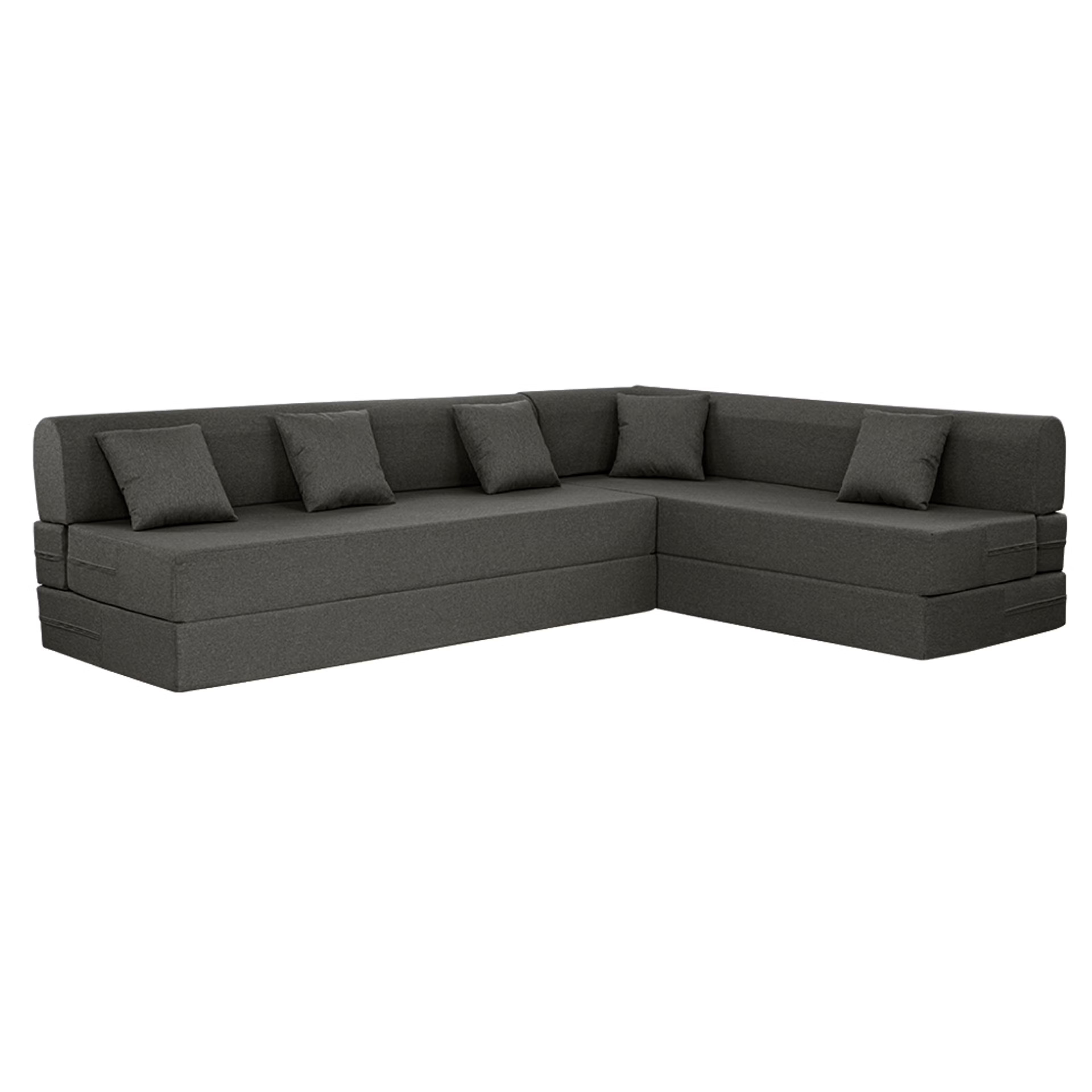 Wakefit Flipper L - Shape Sofa Cum Bed 6 Seater (3 Seater + Right Aligned Chaise) - Omega Ash Grey Sectional, 7.5 Thickness, Set (3 Seater + Right Aligned Chaise), Omega Ash Grey