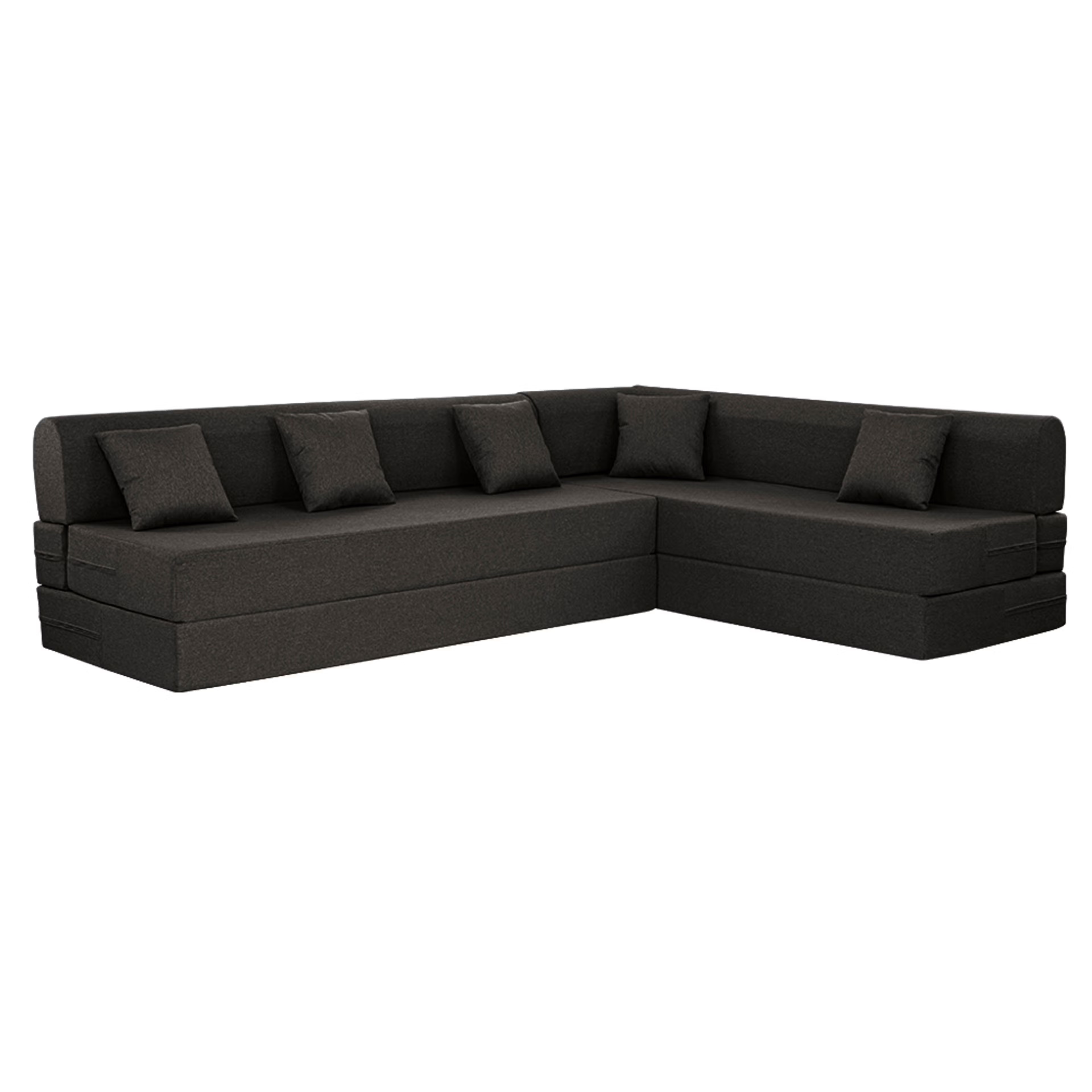 Wakefit Flipper L - Shape Sofa Cum Bed 6 Seater (3 Seater + Right Aligned Chaise) - Omega Choco Brown Sectional, 7.5 Thickness, Set (3 Seater + Right Aligned Chaise), Omega Choco Brown