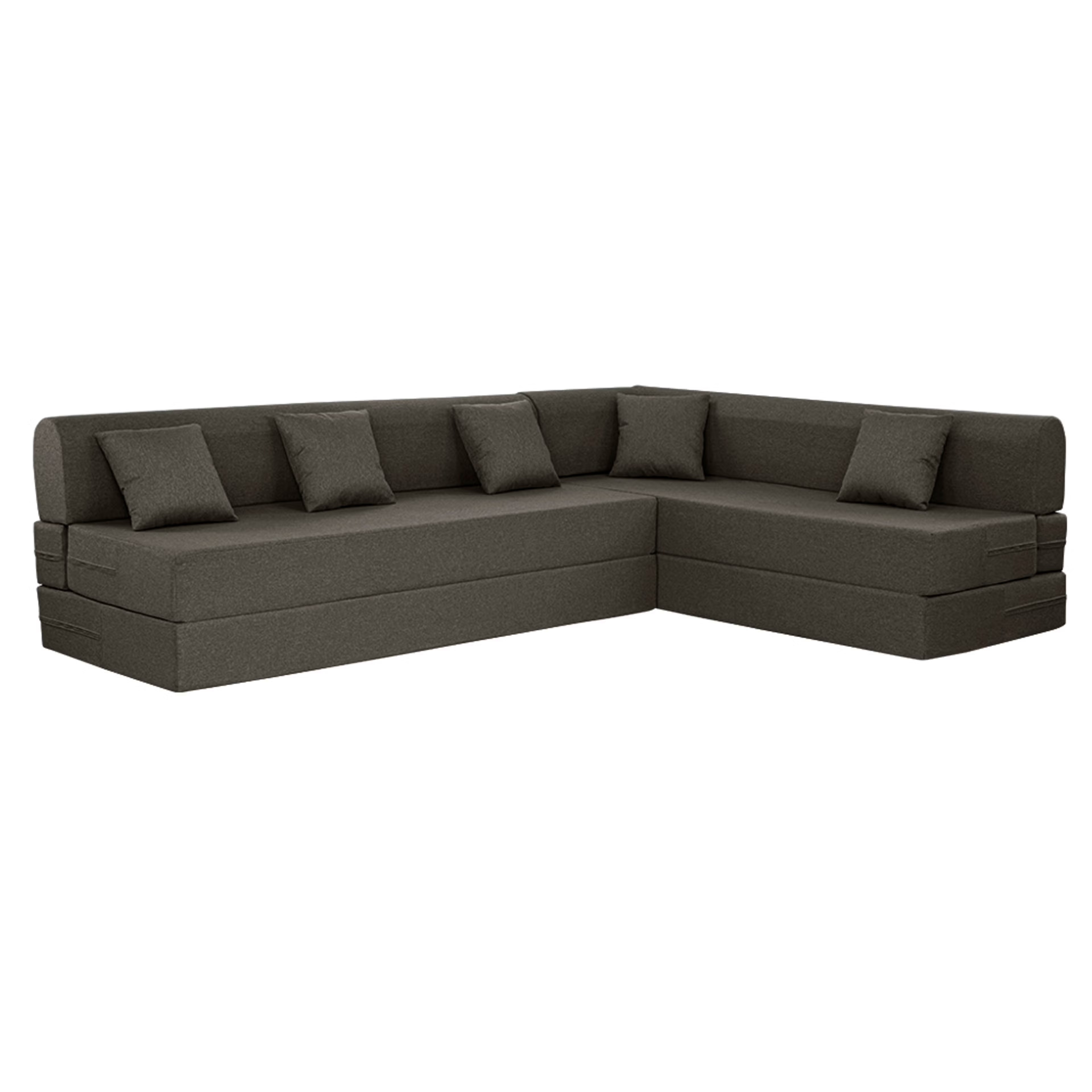 Wakefit Flipper L - Shape Sofa Cum Bed 6 Seater (3 Seater + Right Aligned Chaise) - Omega Grey Sectional, 7.5 Thickness, Set (3 Seater + Right Aligned Chaise), Omega Grey