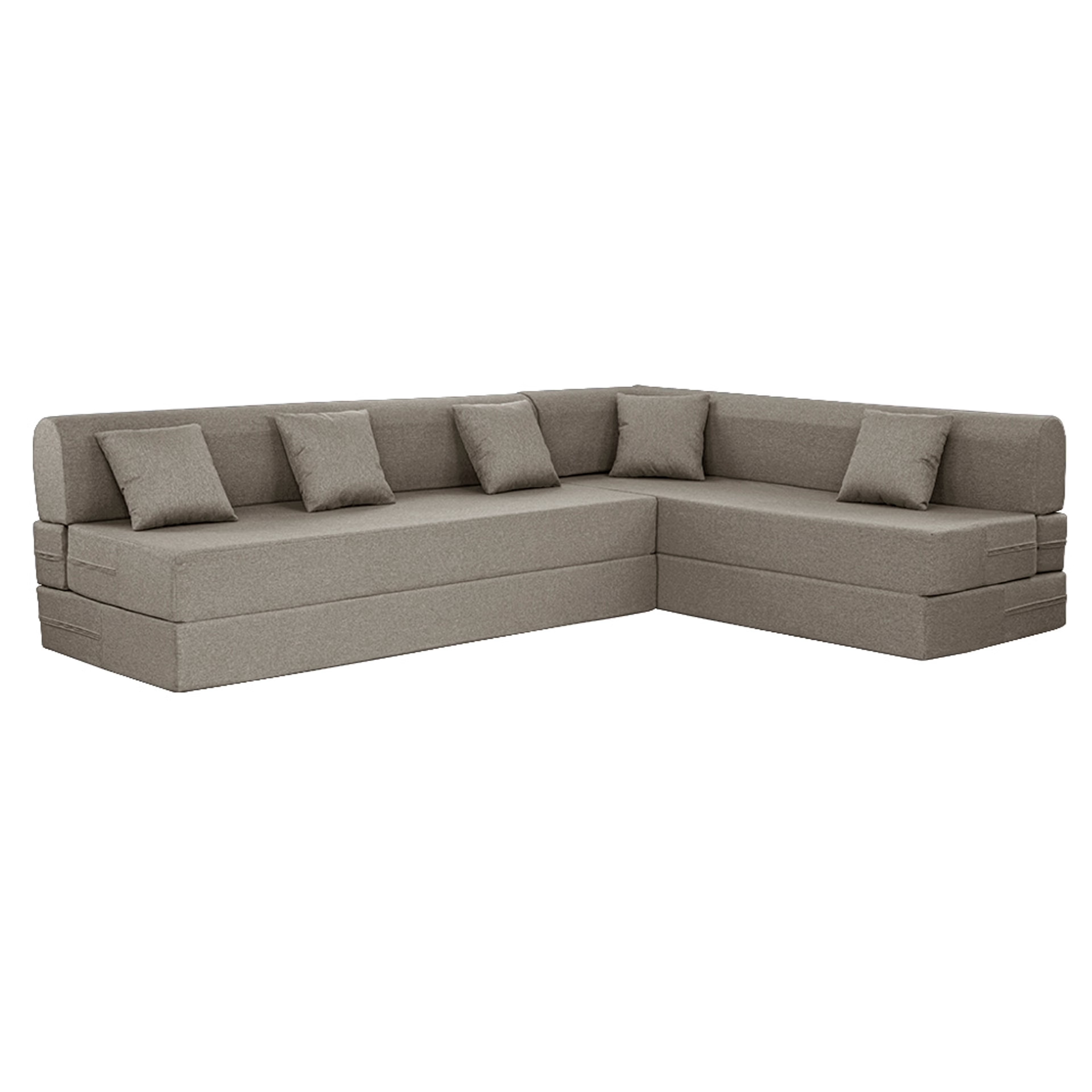 Wakefit Flipper L - Shape Sofa Cum Bed 6 Seater (3 Seater + Right Aligned Chaise) - Omega Pearl Sectional, 7.5 Thickness, Set (3 Seater + Right Aligned Chaise), Omega Pearl
