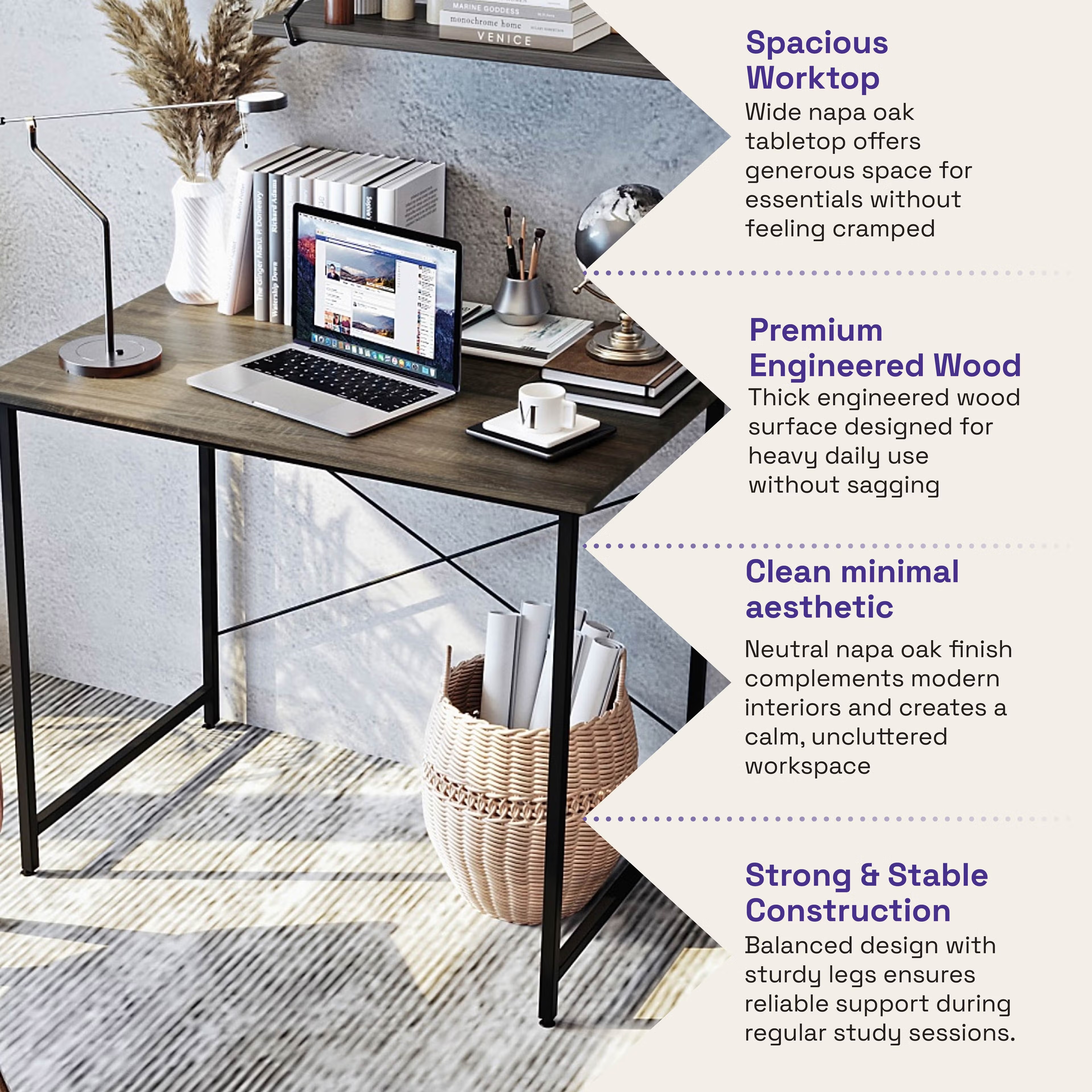 Wakefit Wiz Study Table - Napa Oak Napa Oak 2 Wakefit Wiz Study Table - Napa Oak Napa Oak