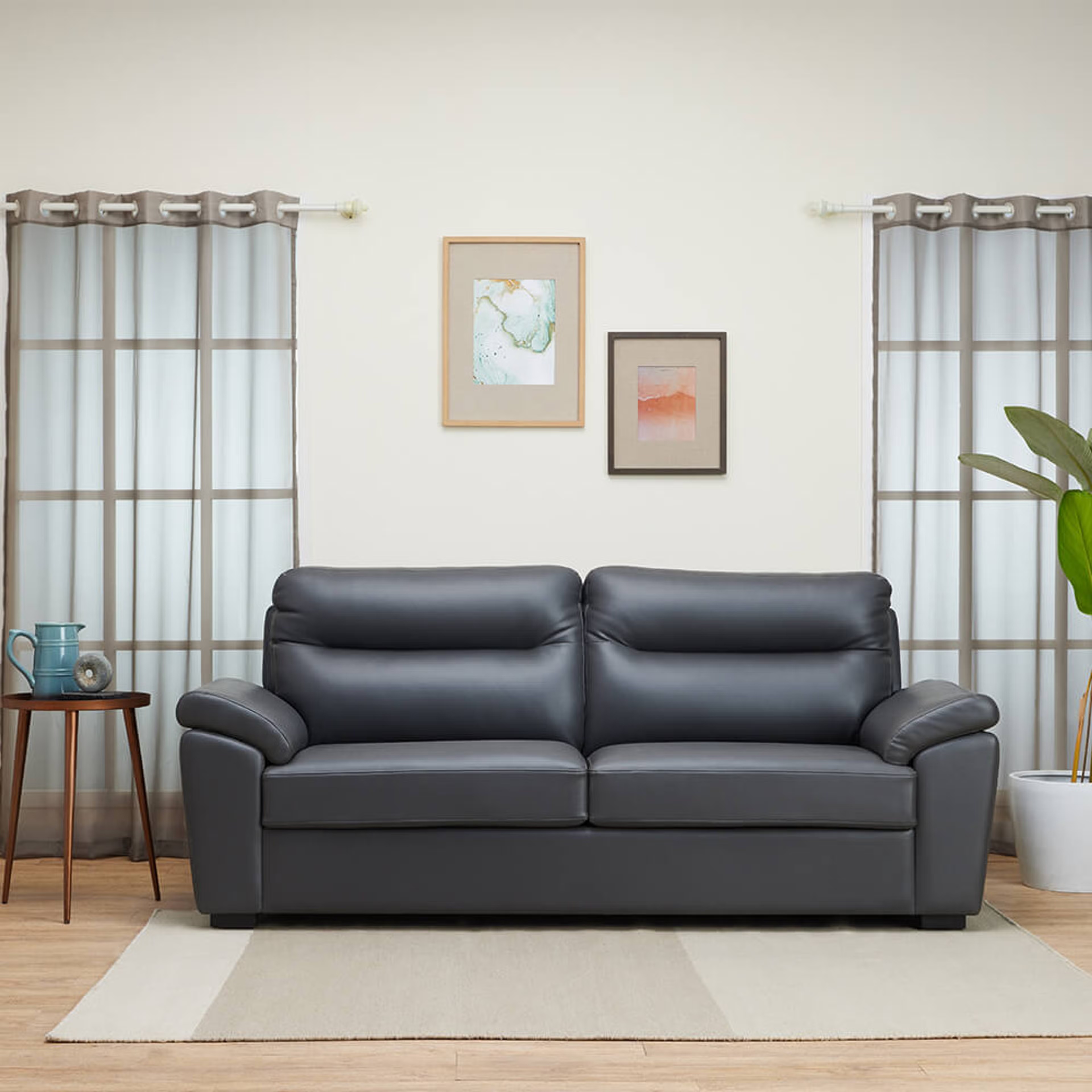Wakefit Lounger Sofa Set (3+1+1) Regular, Set (3+1+1), Leatherette Thundercloud