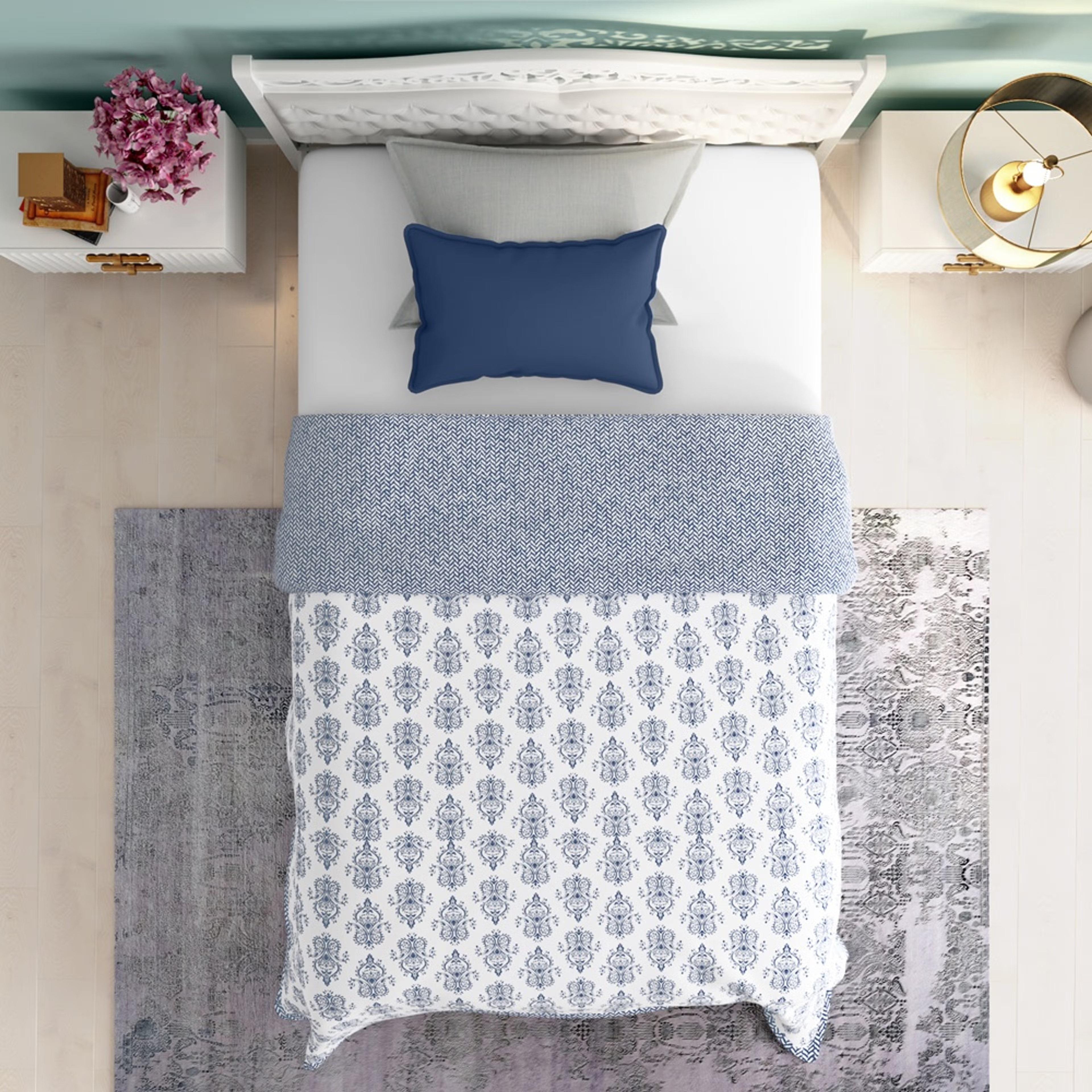 Home 40 All Season Dohar | Single(90x56 Inch) | 110 GSM | 100% Cotton | Reversible Design | AC Blanket | Susane Blue Single, Susane Blue