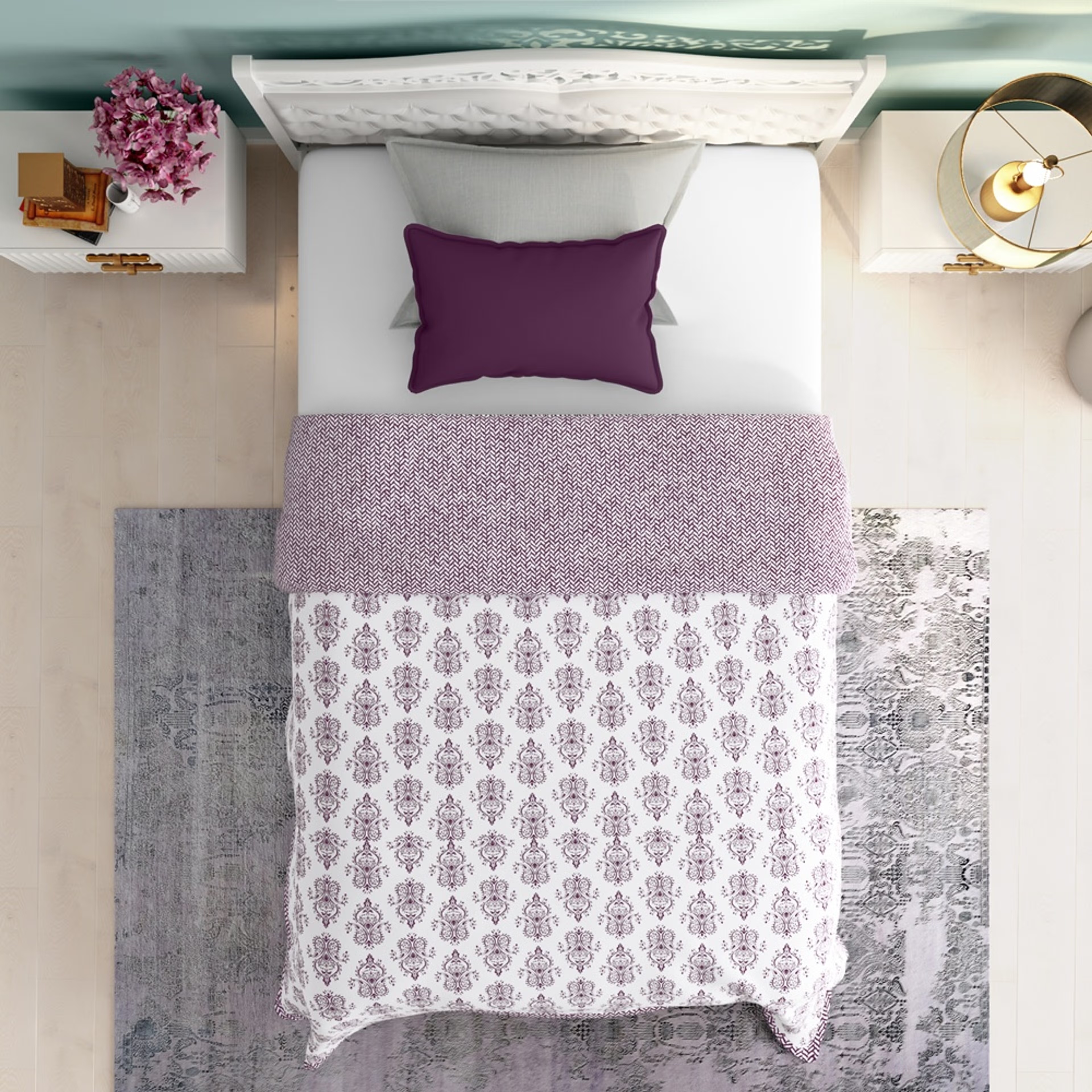 All Season Dohar | Single(90x56 Inch) | 110 GSM | 100% Cotton | Reversible Design | AC Blanket | Susane Burgundy Single, Susane Burgundy