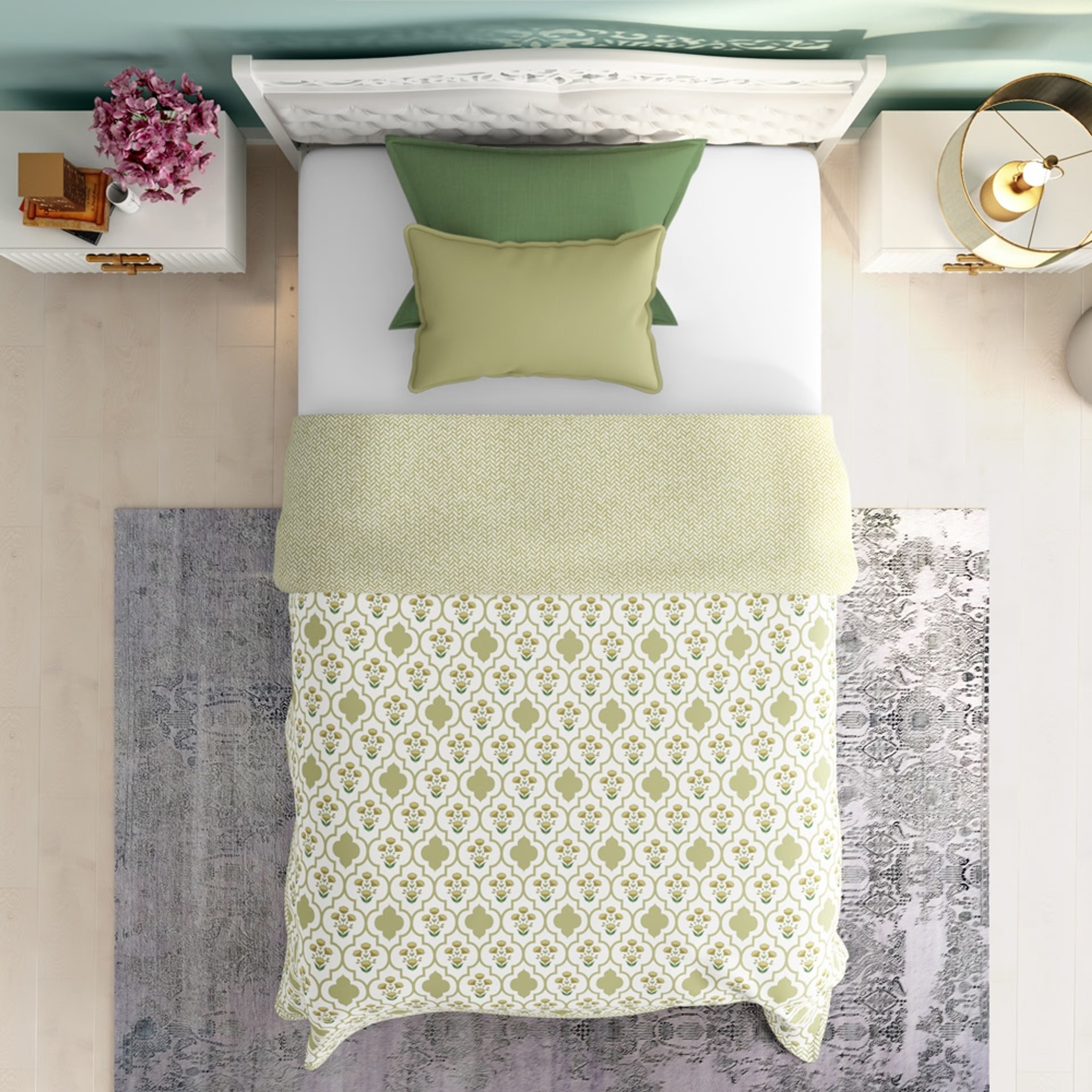 All Season Dohar | Single(90x56 Inch) | 110 GSM | 100% Cotton | Reversible Design | AC Blanket | Panag Green Single, Panag Green