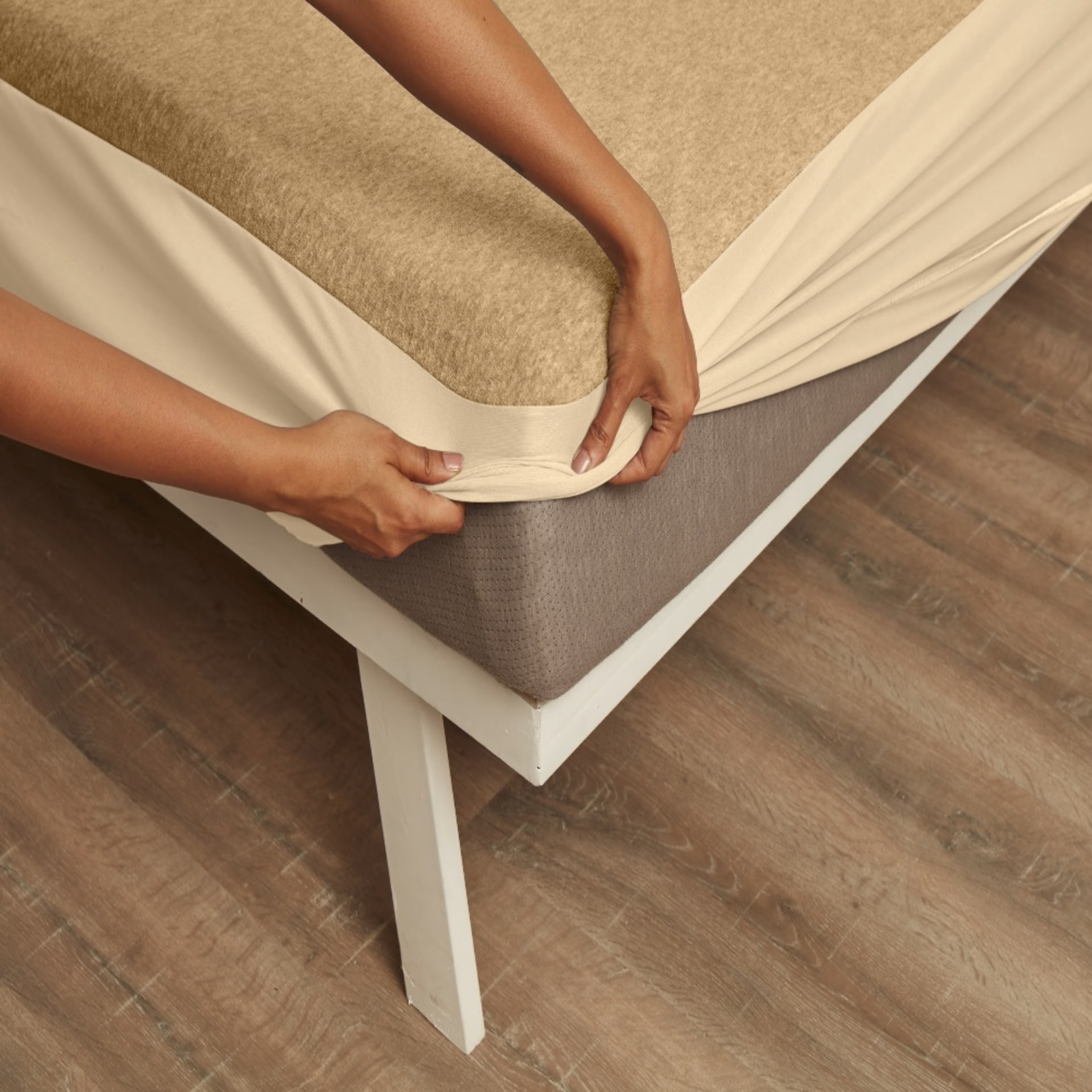 Water Proof Terry Cotton Feel Mattress Protector | Beige | Machine Washable | Super Soft Single - 72" x 36\