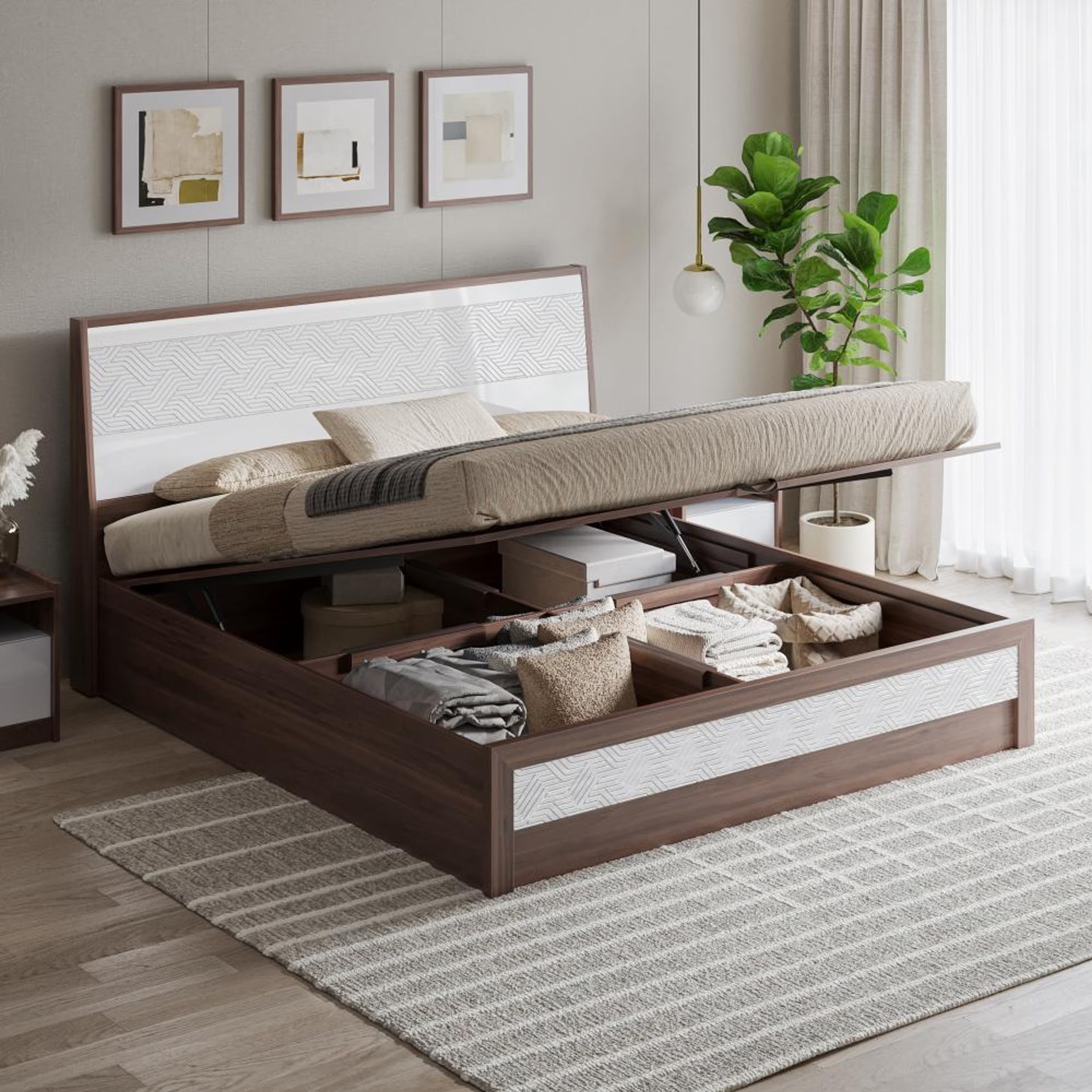 Home 42 Wakefit Gibeon King Engineered Wood Bed with Hydraulic Storage King - 78" x 72\