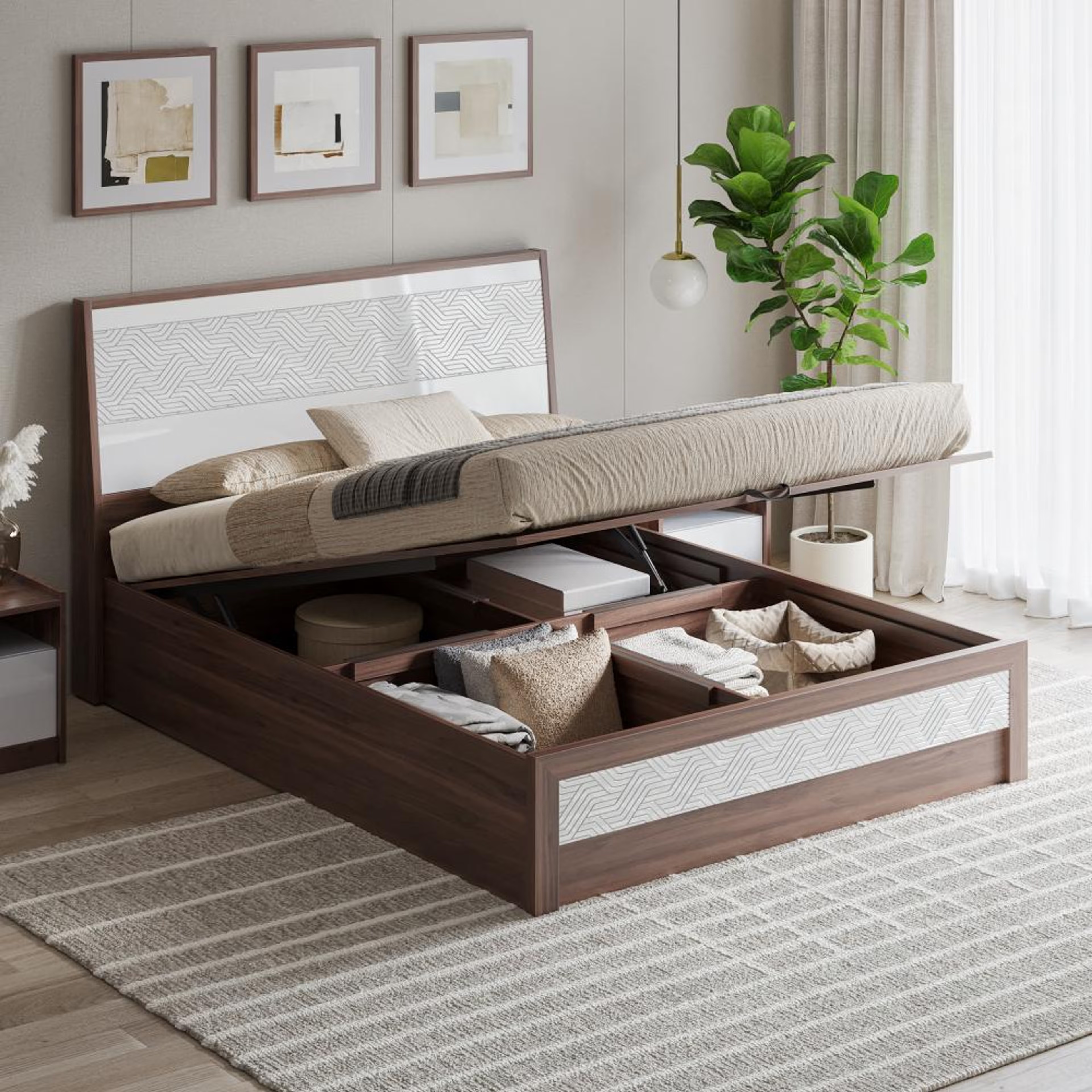 Wakefit Gibeon Queen Engineered Wood Bed with Hydraulic Storage Queen - 78" x 60\