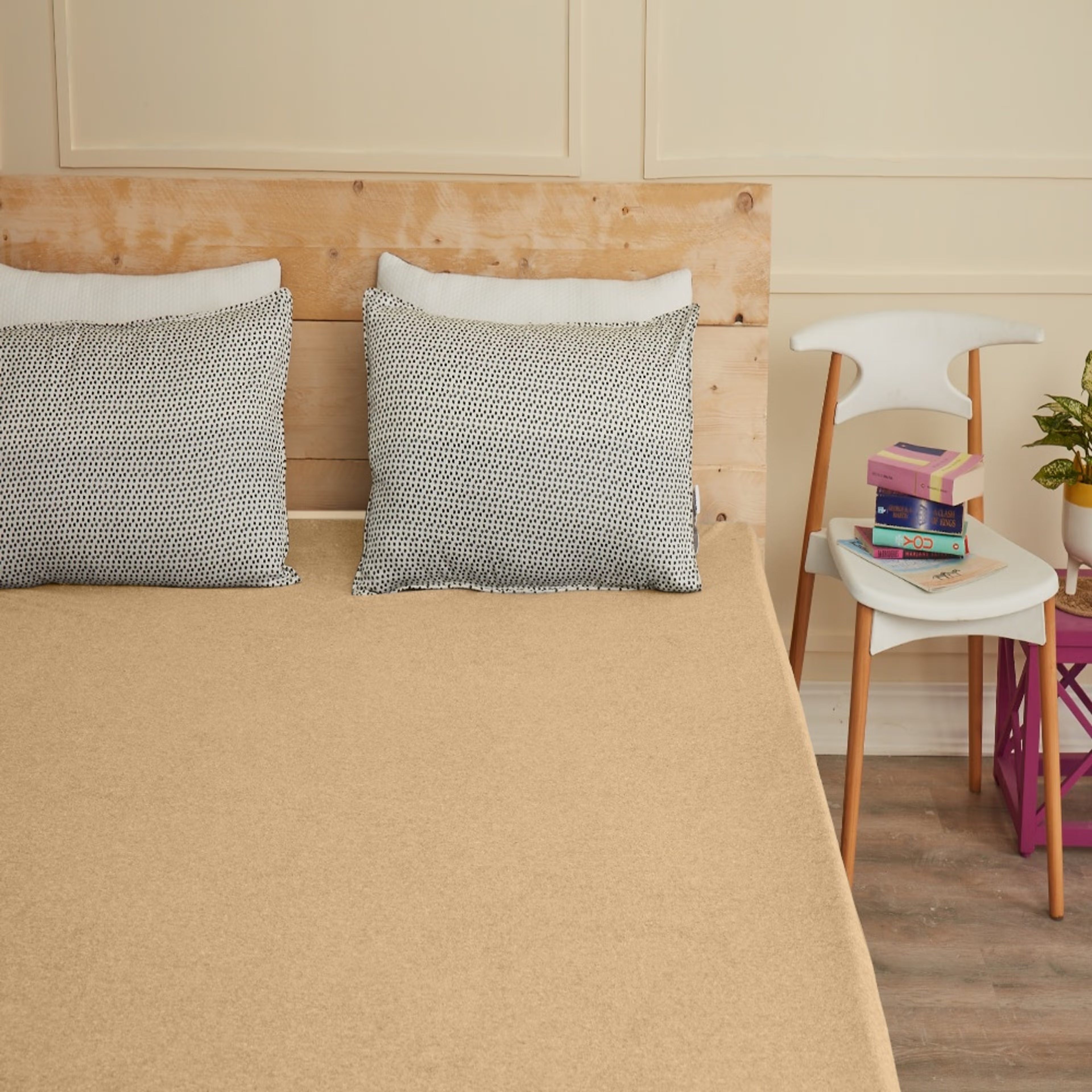 Home 40 Water Proof Terry Cotton Feel Mattress Protector | Beige | Machine Washable | Super Soft Single - 78" x 36\